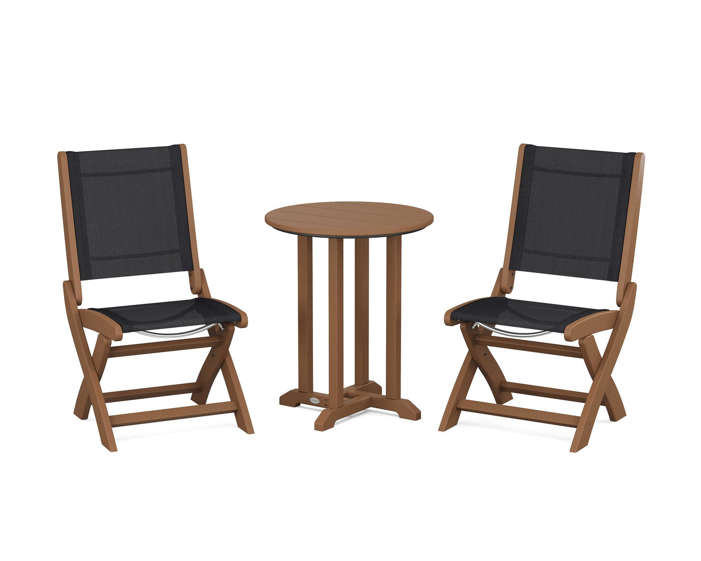 Coastal Folding Side Chair 3-Piece Round Bistro Dining Set