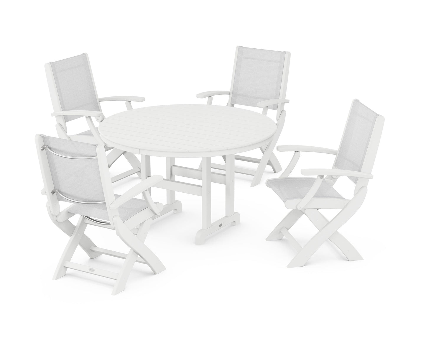 Coastal Folding Chair 5-Piece Round Dining Set