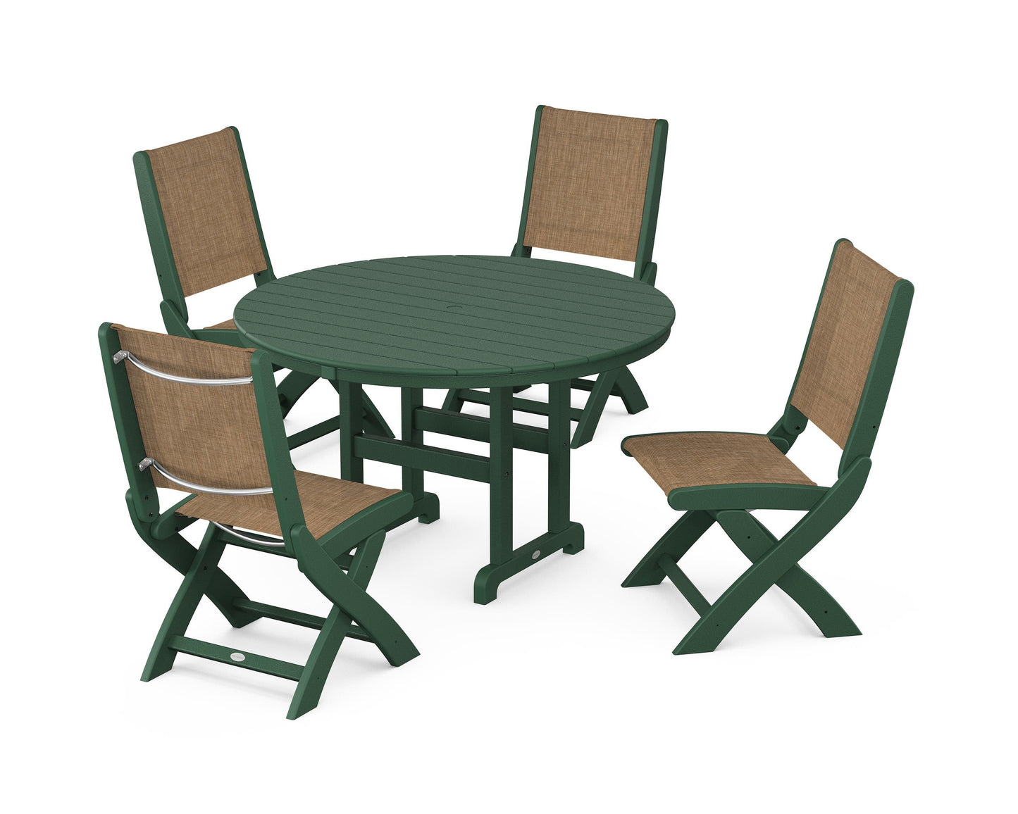 Coastal Folding Side Chair 5-Piece Round Dining Set