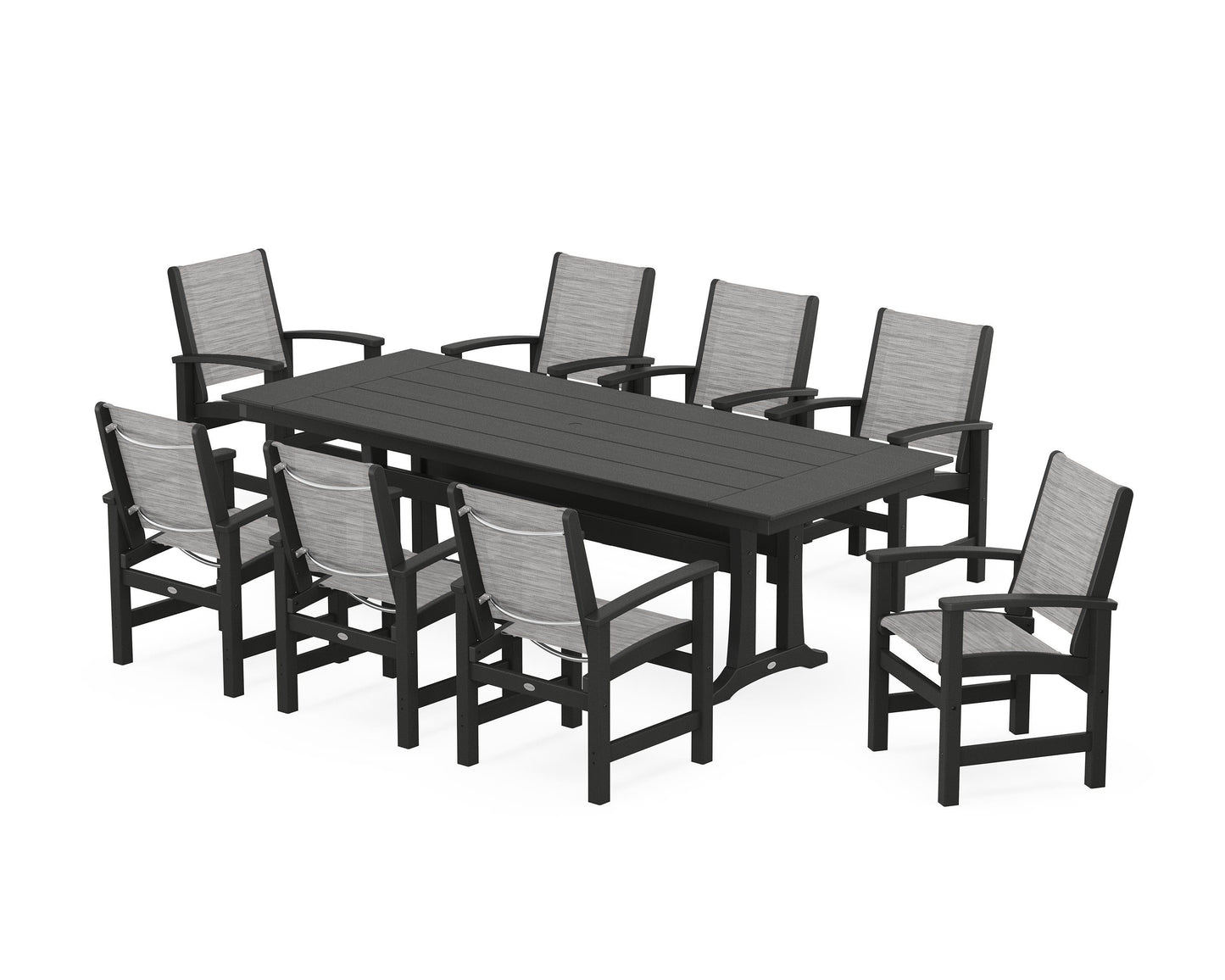 Coastal 9-Piece Farmhouse Dining Set with Trestle Legs