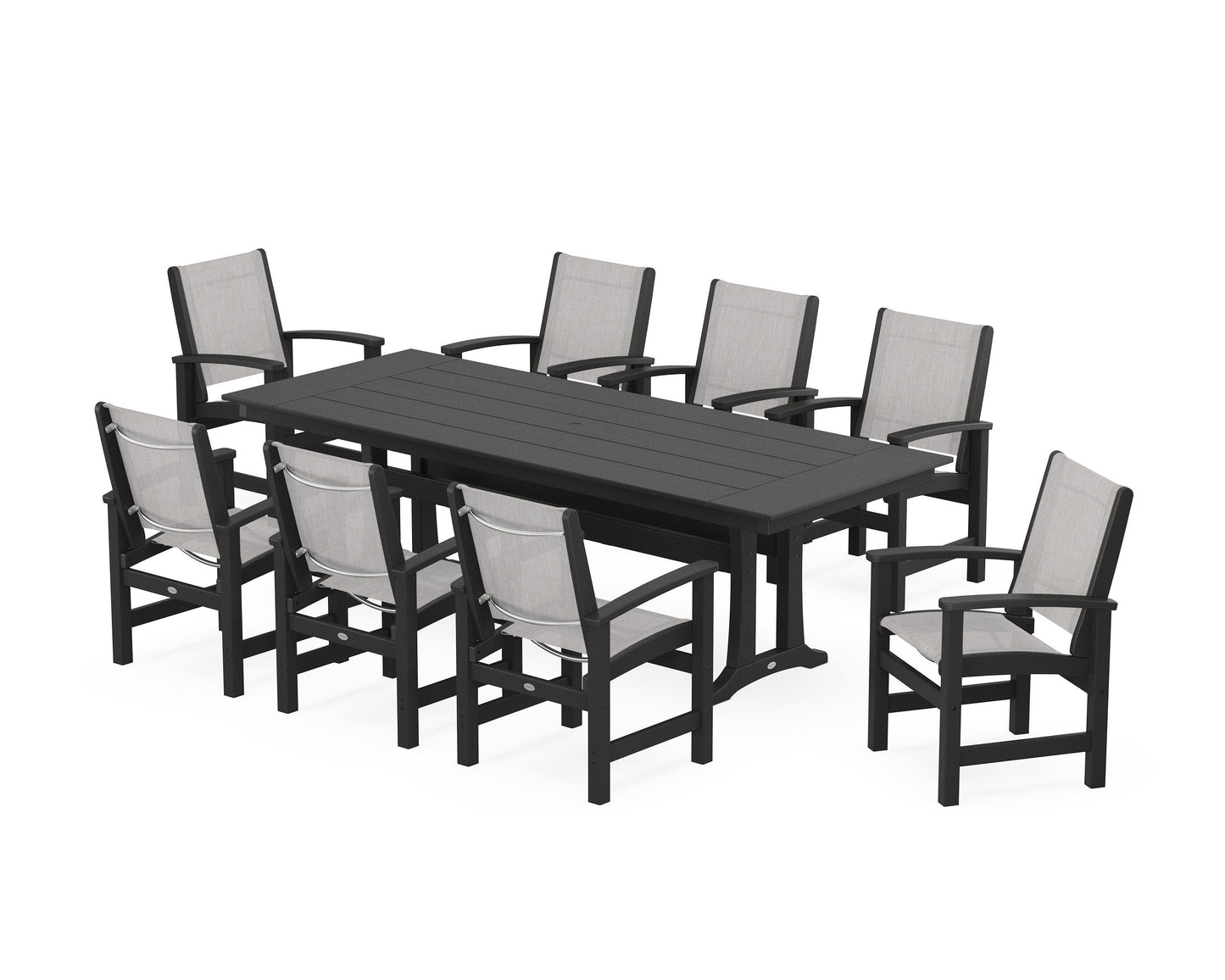 Coastal 9-Piece Farmhouse Dining Set with Trestle Legs