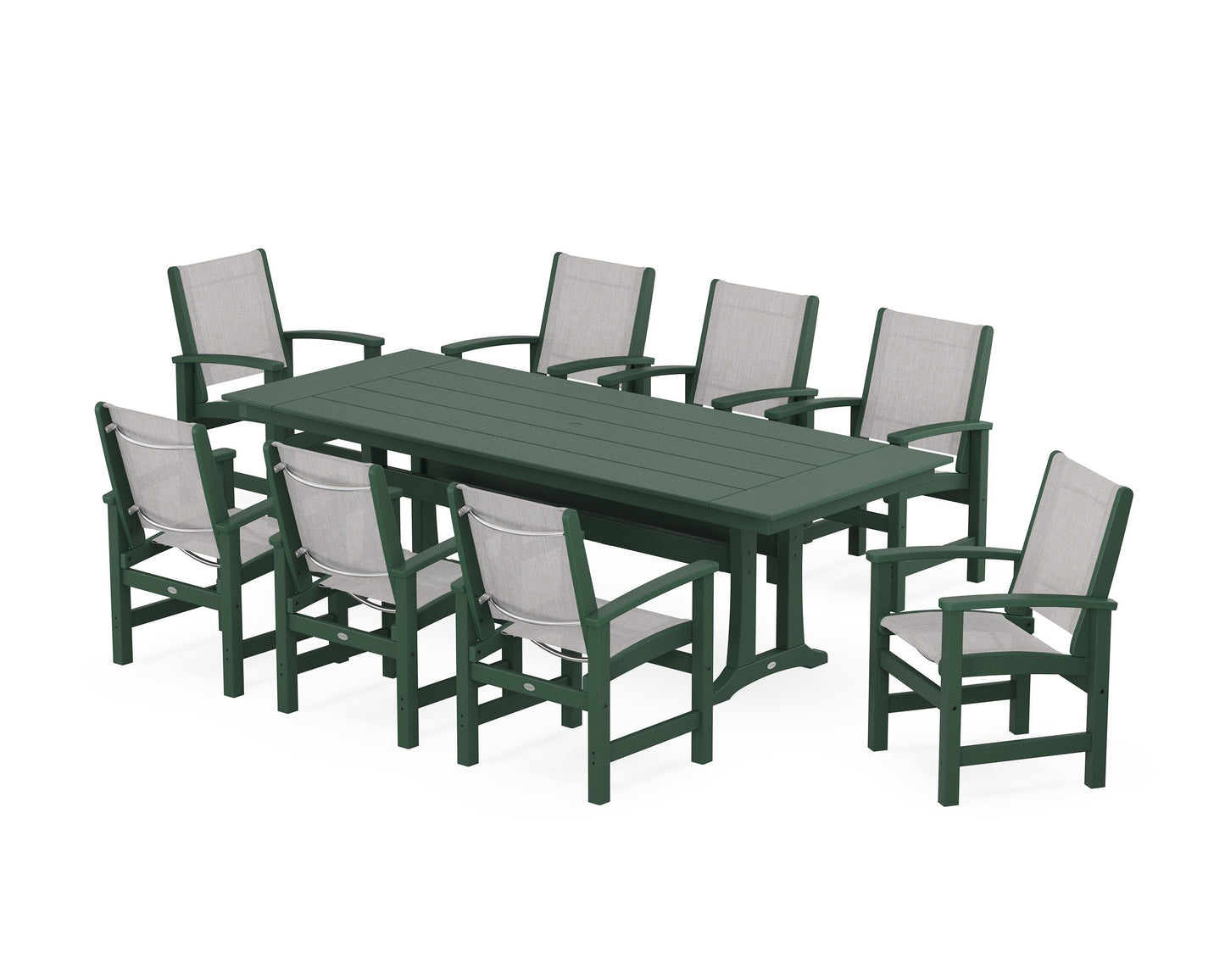 Coastal 9-Piece Farmhouse Dining Set with Trestle Legs