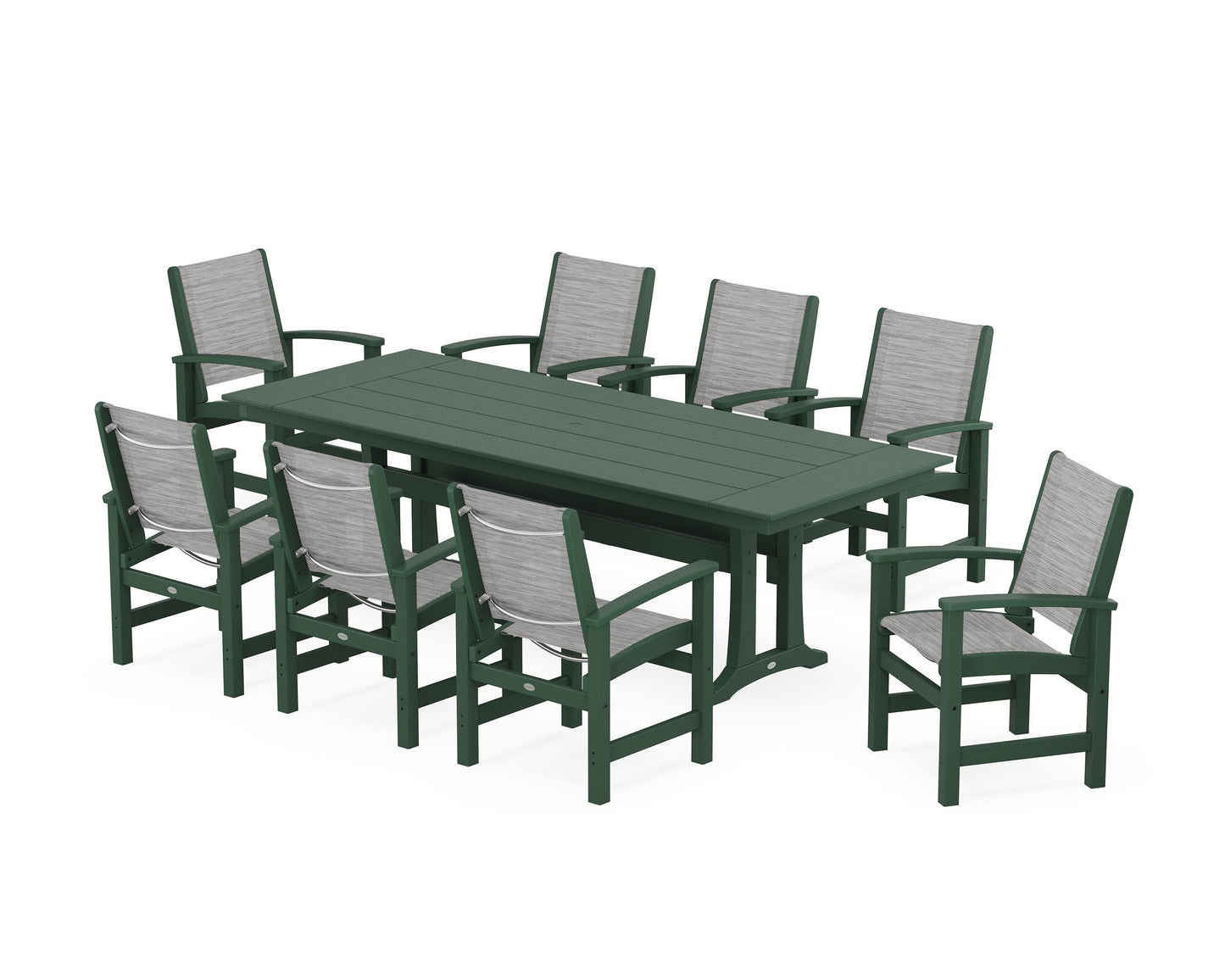 Coastal 9-Piece Farmhouse Dining Set with Trestle Legs