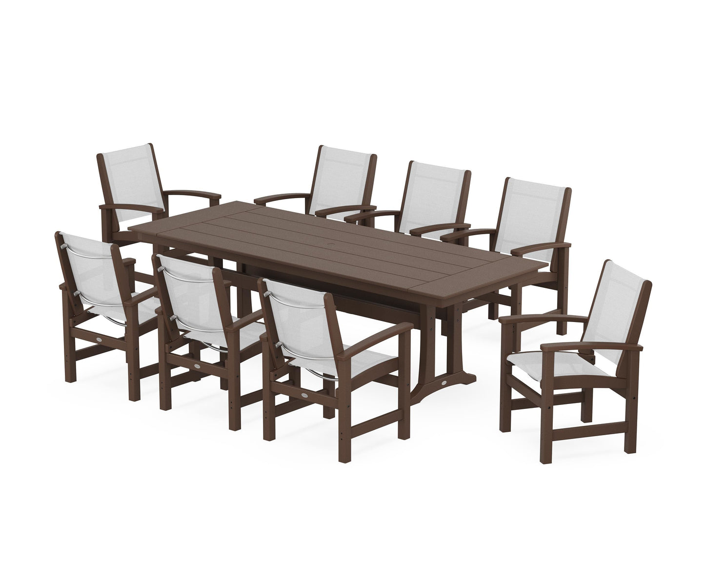 Coastal 9-Piece Farmhouse Dining Set with Trestle Legs