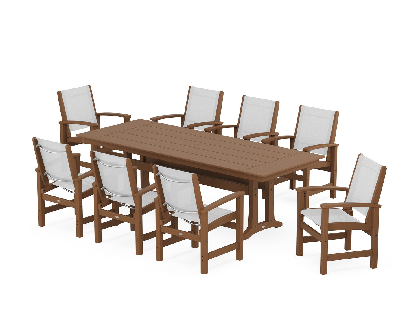 Coastal 9-Piece Farmhouse Dining Set with Trestle Legs