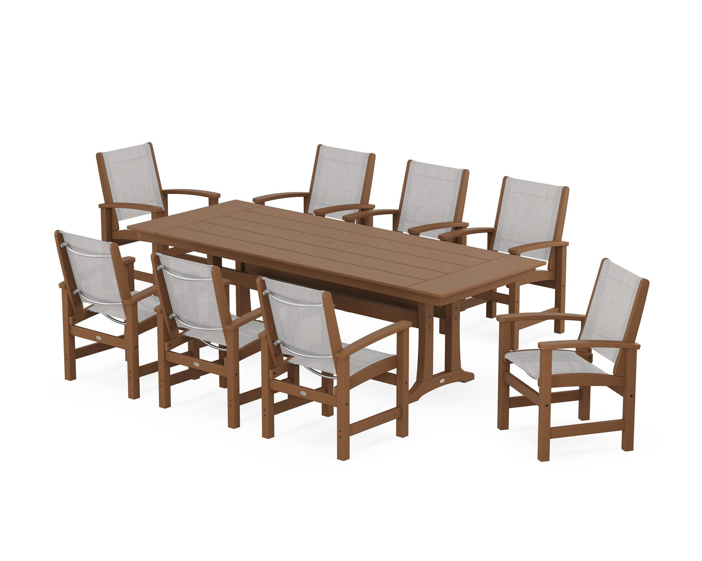 Coastal 9-Piece Farmhouse Dining Set with Trestle Legs