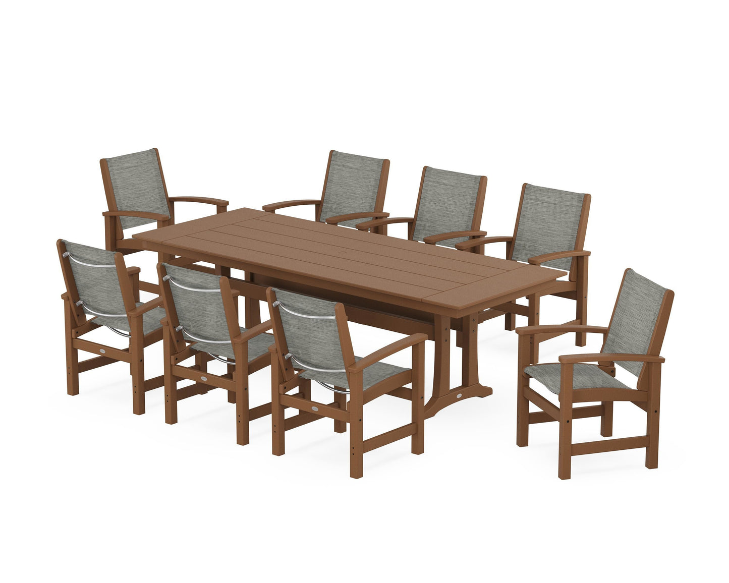 Coastal 9-Piece Farmhouse Dining Set with Trestle Legs