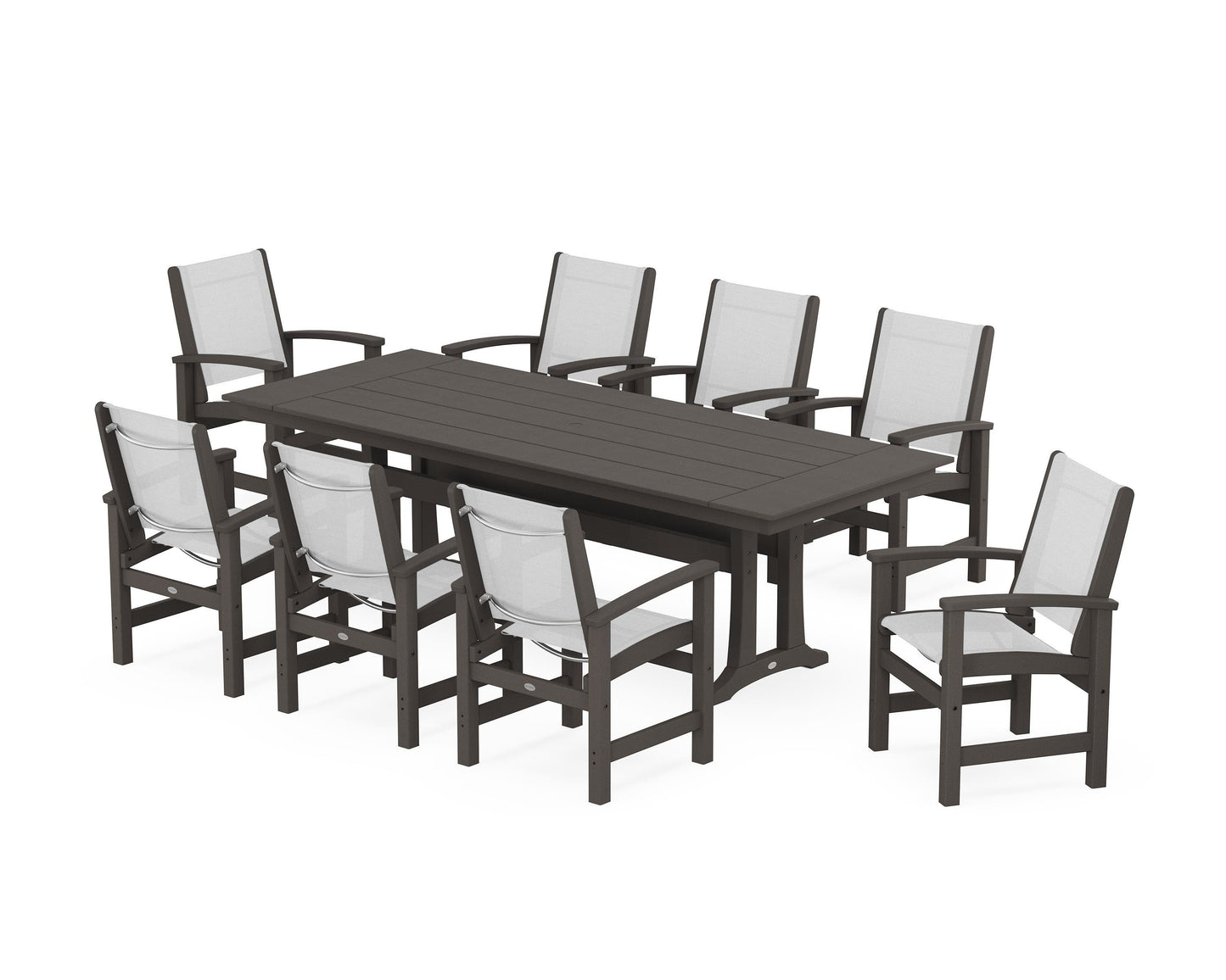 Coastal 9-Piece Farmhouse Dining Set with Trestle Legs