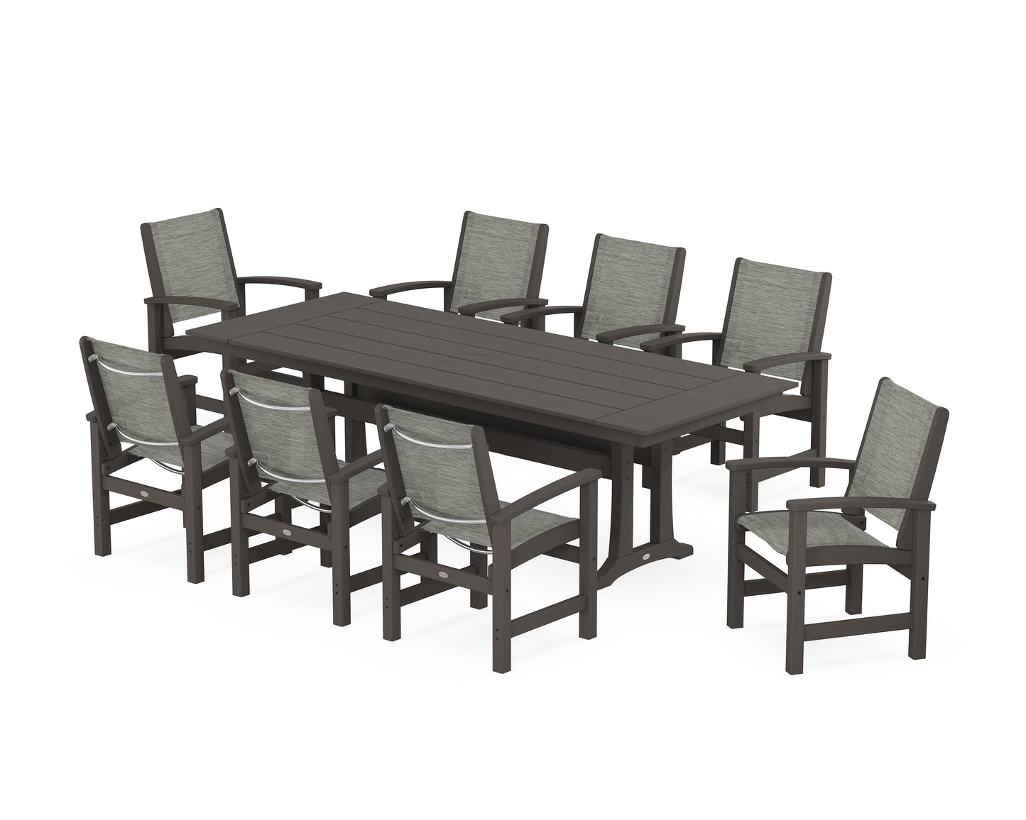 Coastal 9-Piece Farmhouse Dining Set with Trestle Legs