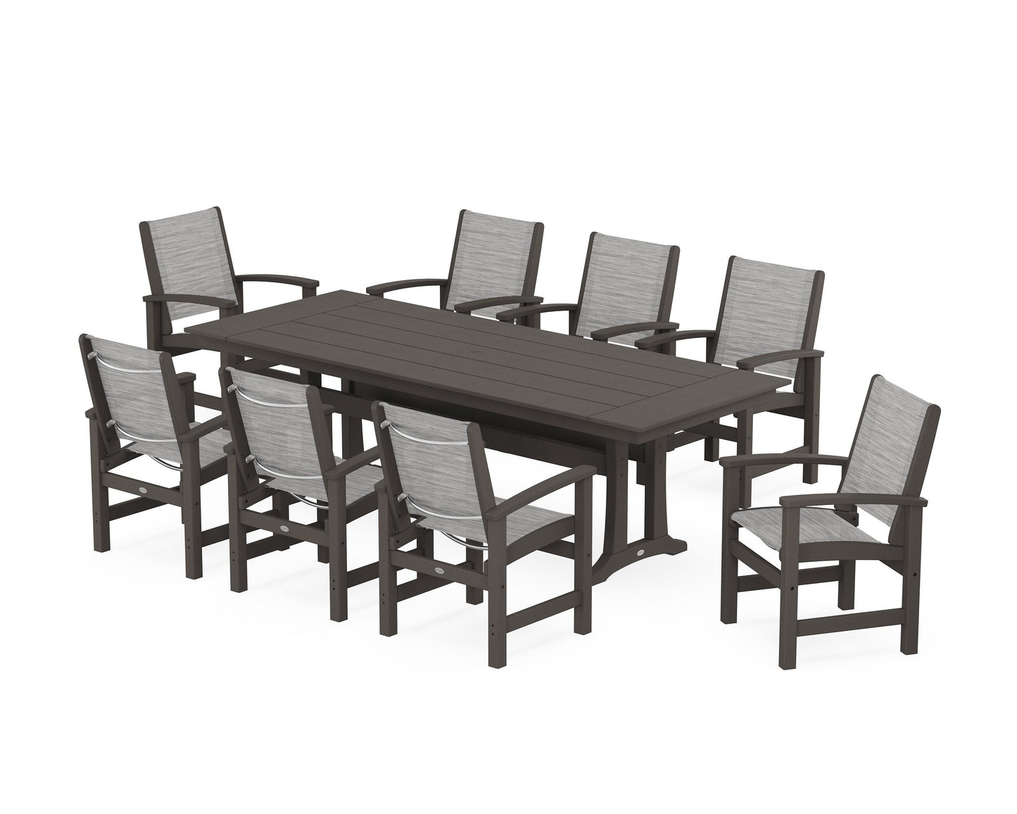 Coastal 9-Piece Farmhouse Dining Set with Trestle Legs