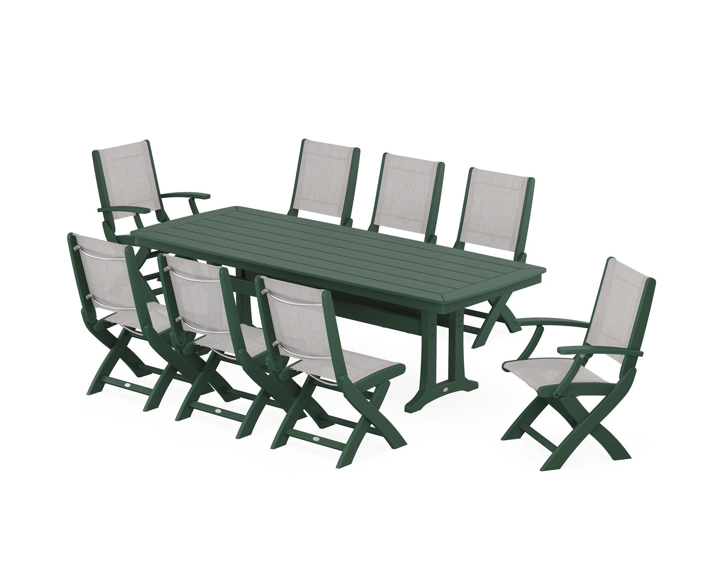 Coastal Folding 9-Piece Dining Set with Trestle Legs