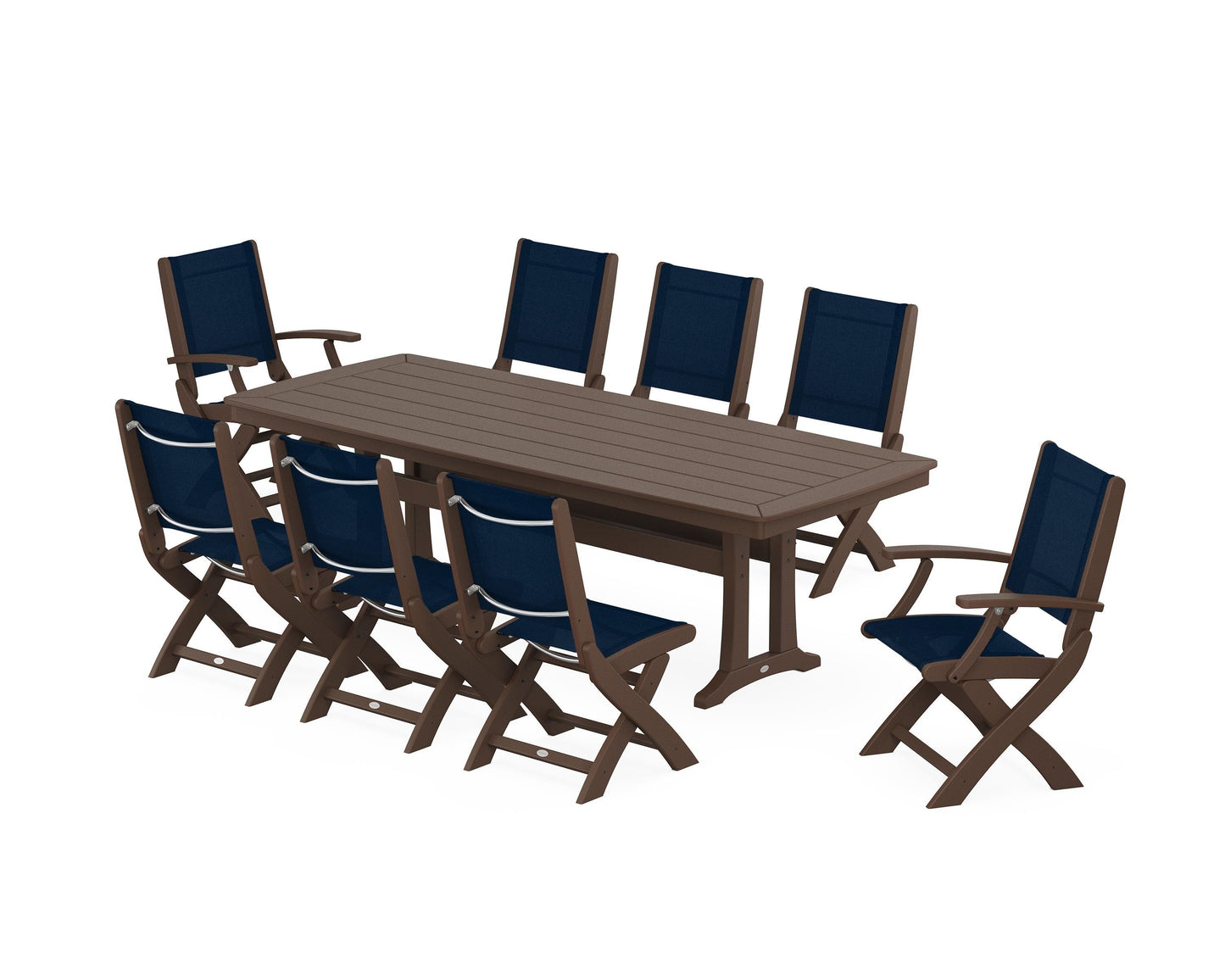 Coastal Folding 9-Piece Dining Set with Trestle Legs