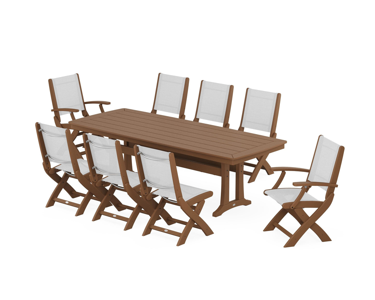 Coastal Folding 9-Piece Dining Set with Trestle Legs