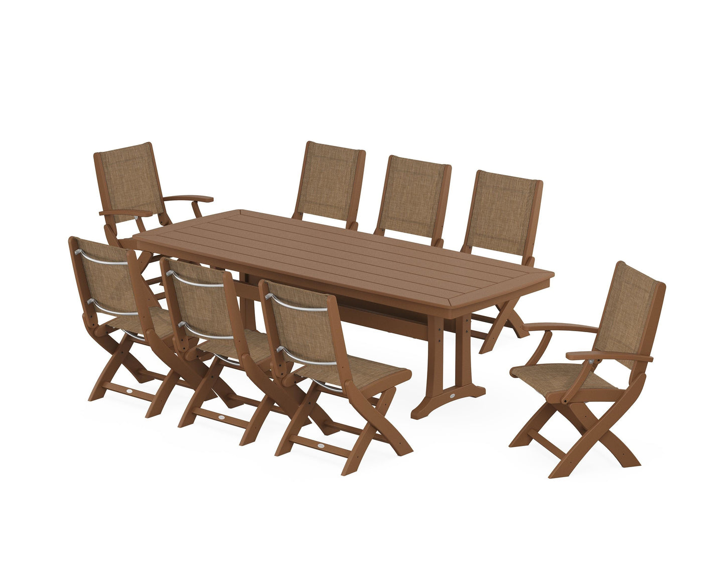 Coastal Folding 9-Piece Dining Set with Trestle Legs