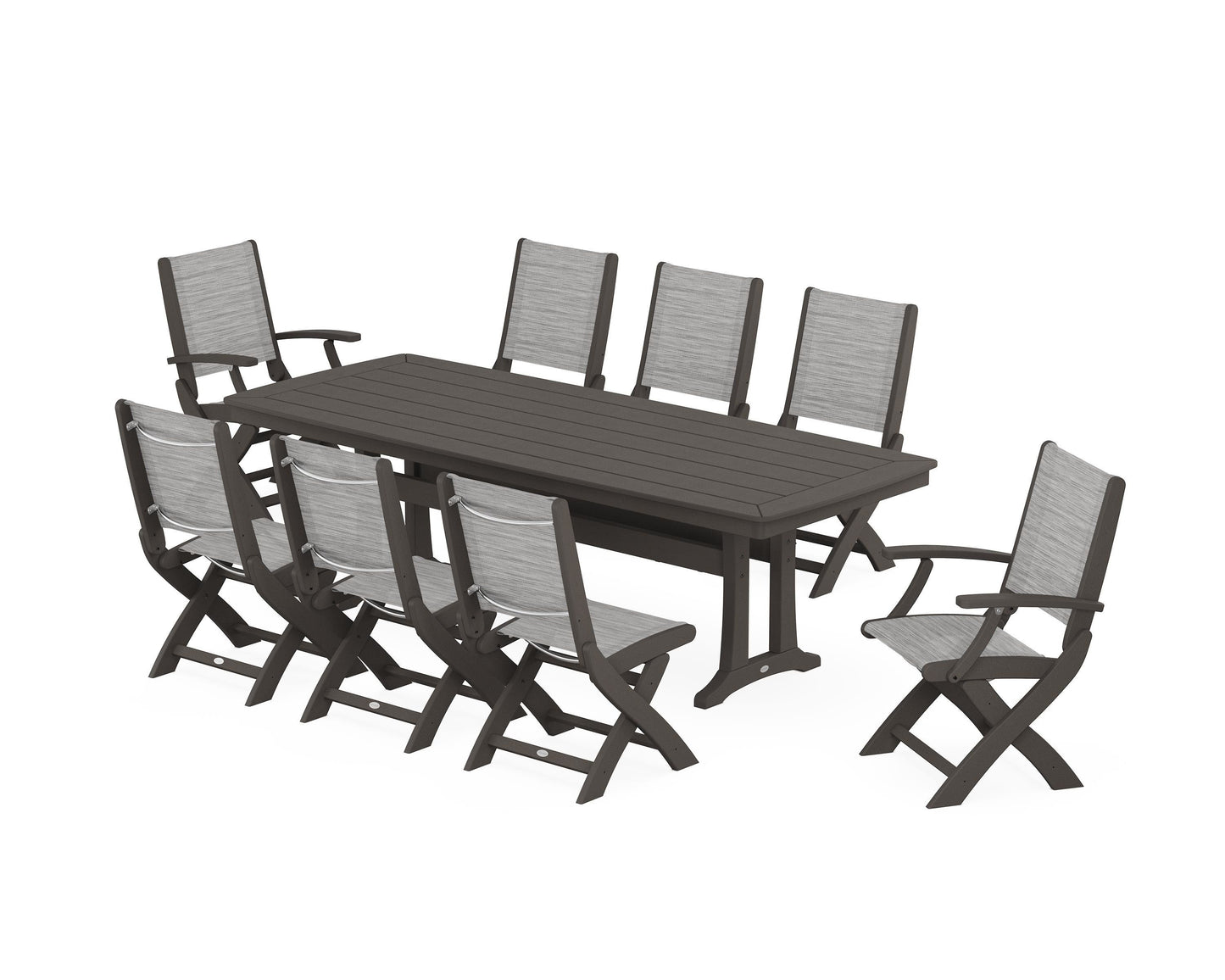 Coastal Folding 9-Piece Dining Set with Trestle Legs