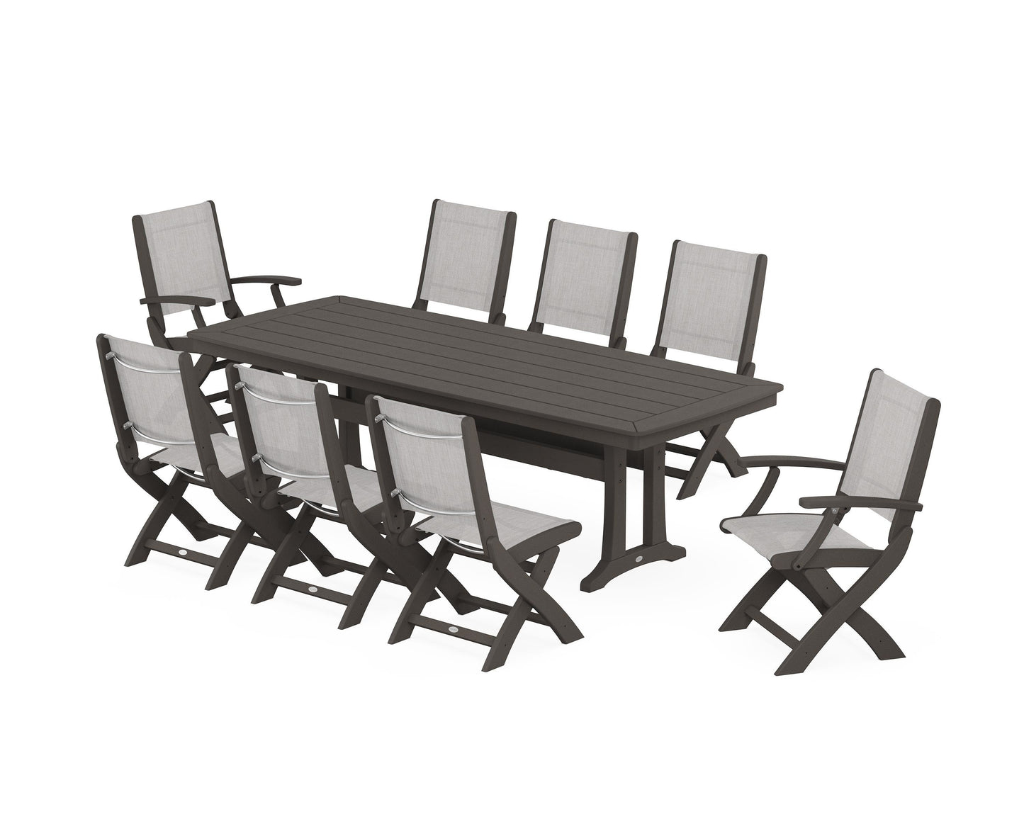 Coastal Folding 9-Piece Dining Set with Trestle Legs