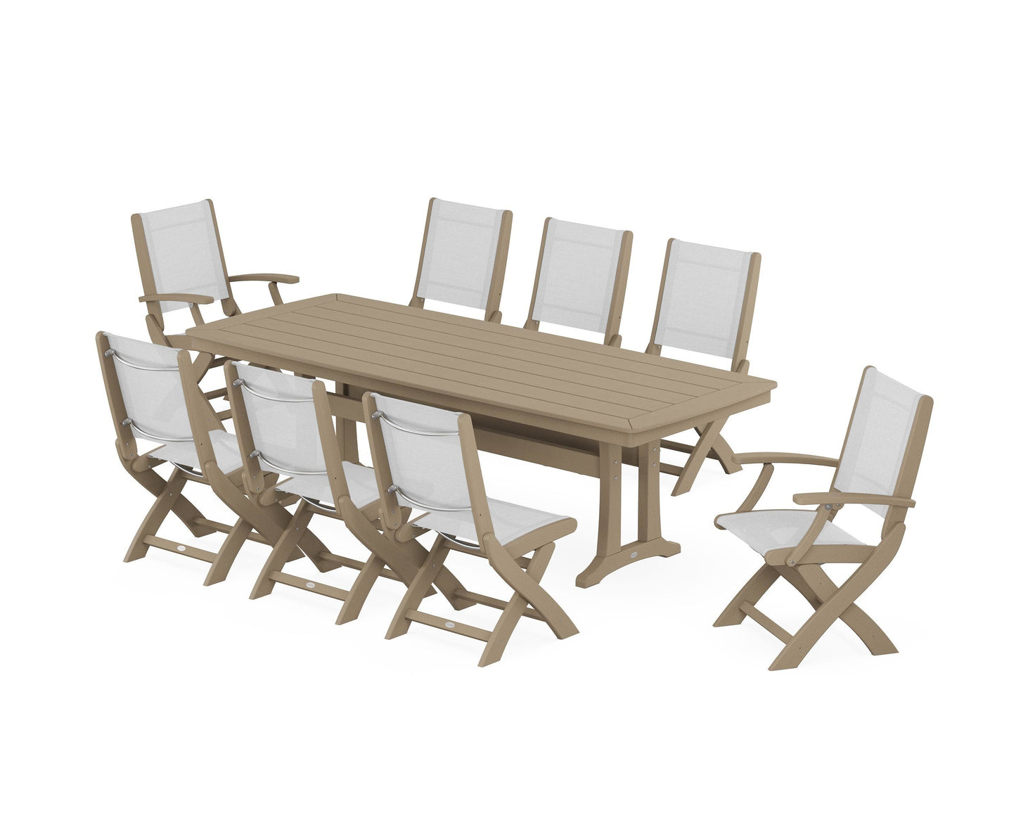 Coastal Folding 9-Piece Dining Set with Trestle Legs