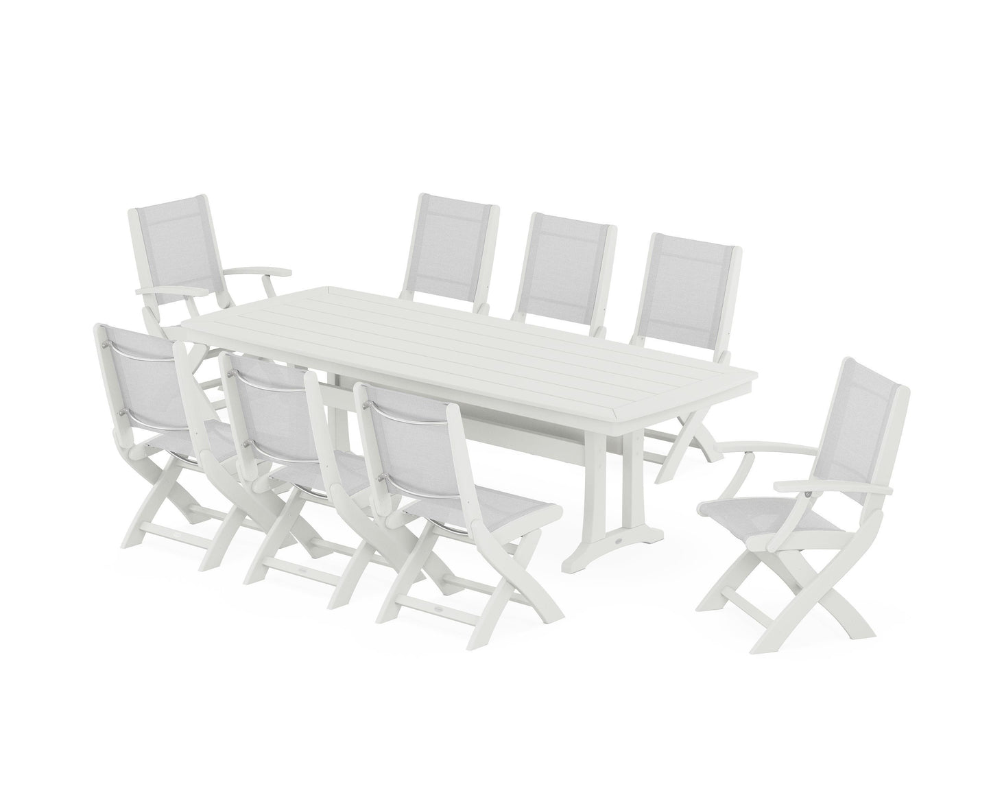 Coastal Folding 9-Piece Dining Set with Trestle Legs