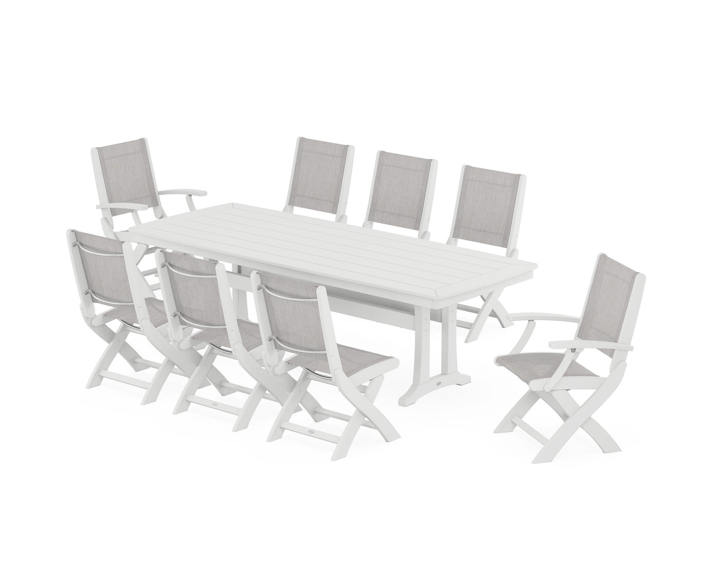 Coastal Folding 9-Piece Dining Set with Trestle Legs