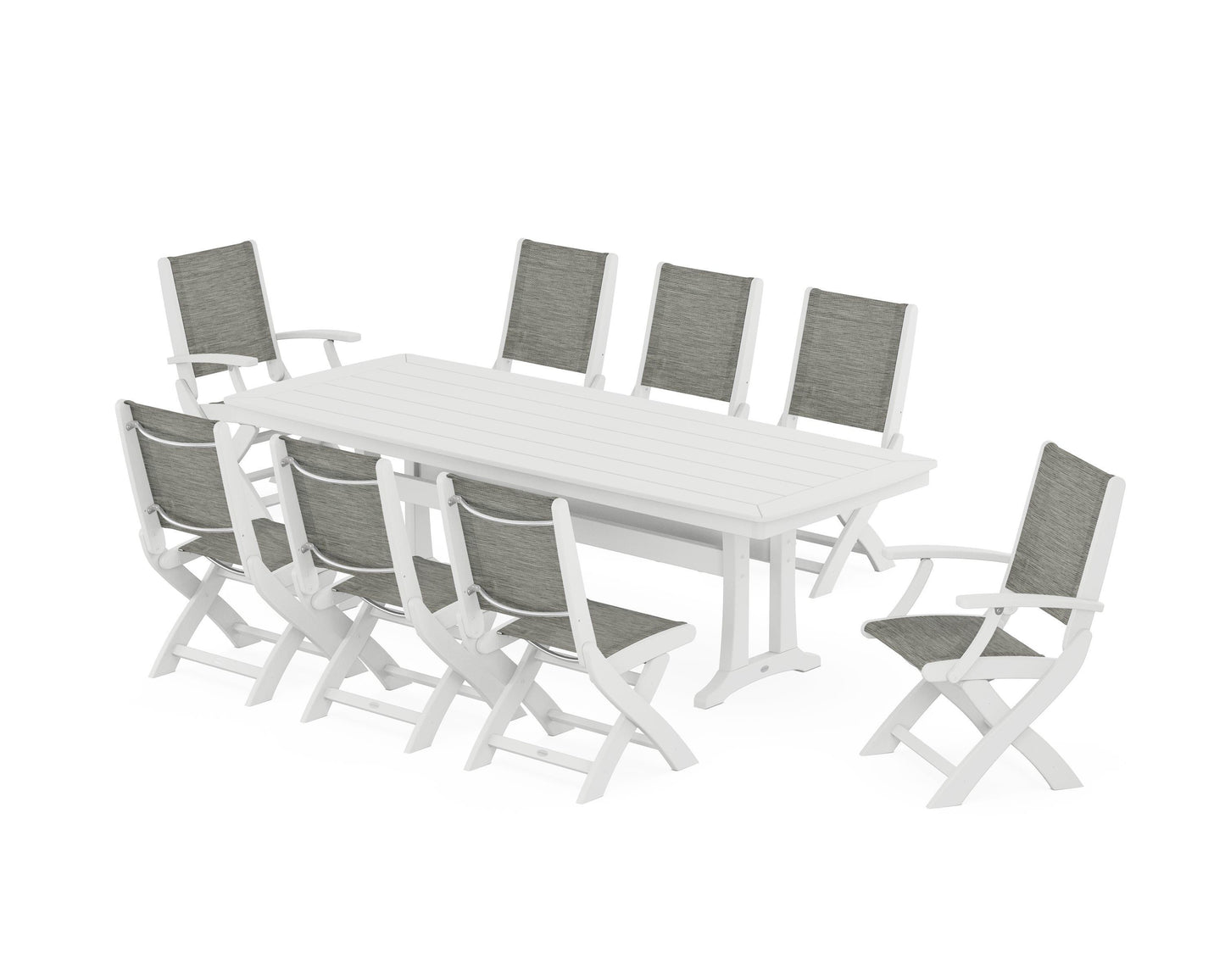 Coastal Folding 9-Piece Dining Set with Trestle Legs