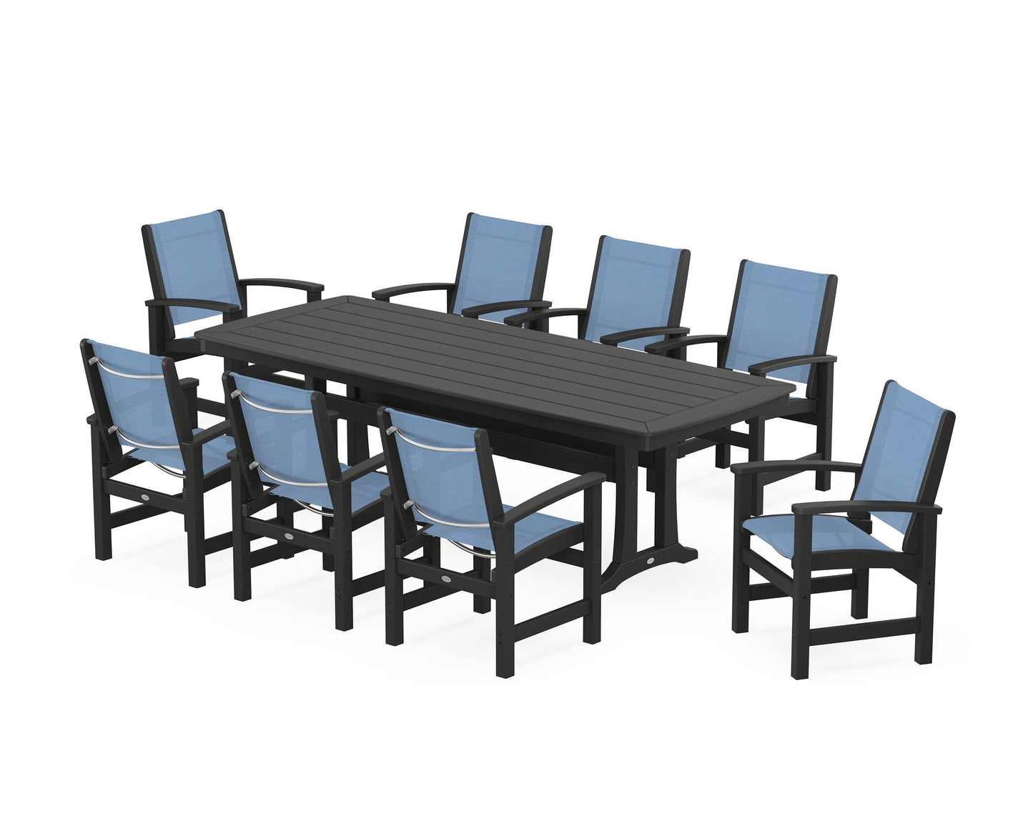 Coastal 9-Piece Dining Set with Trestle Legs