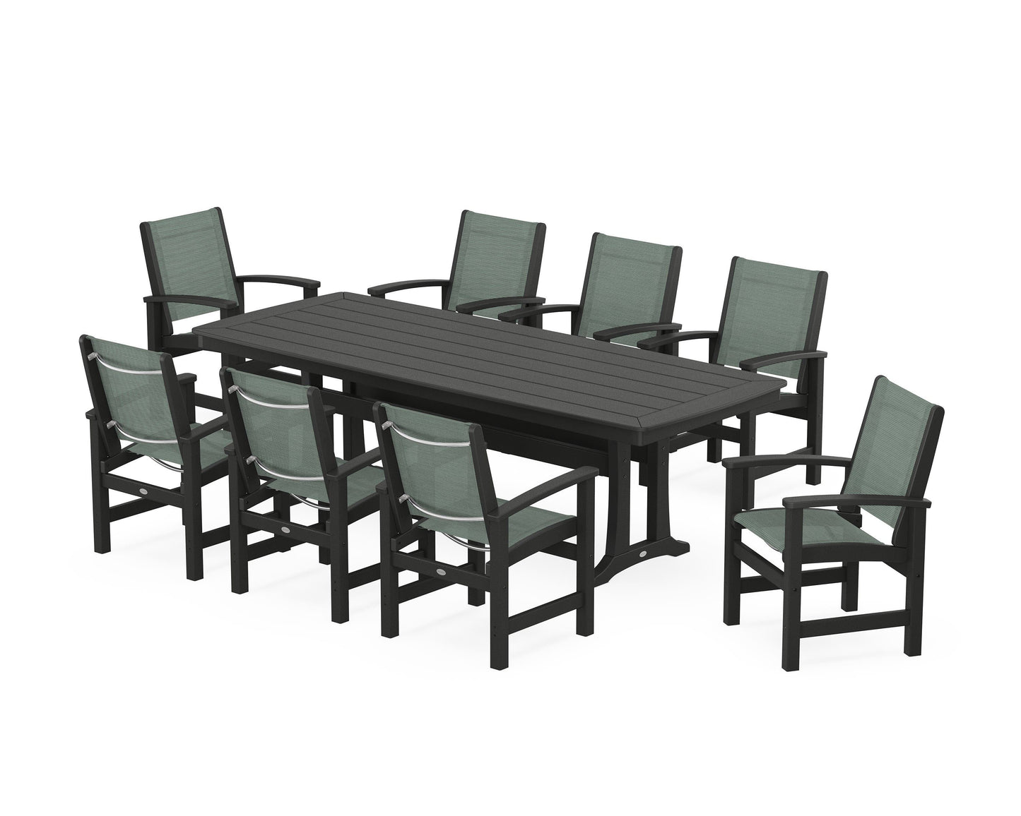 Coastal 9-Piece Dining Set with Trestle Legs