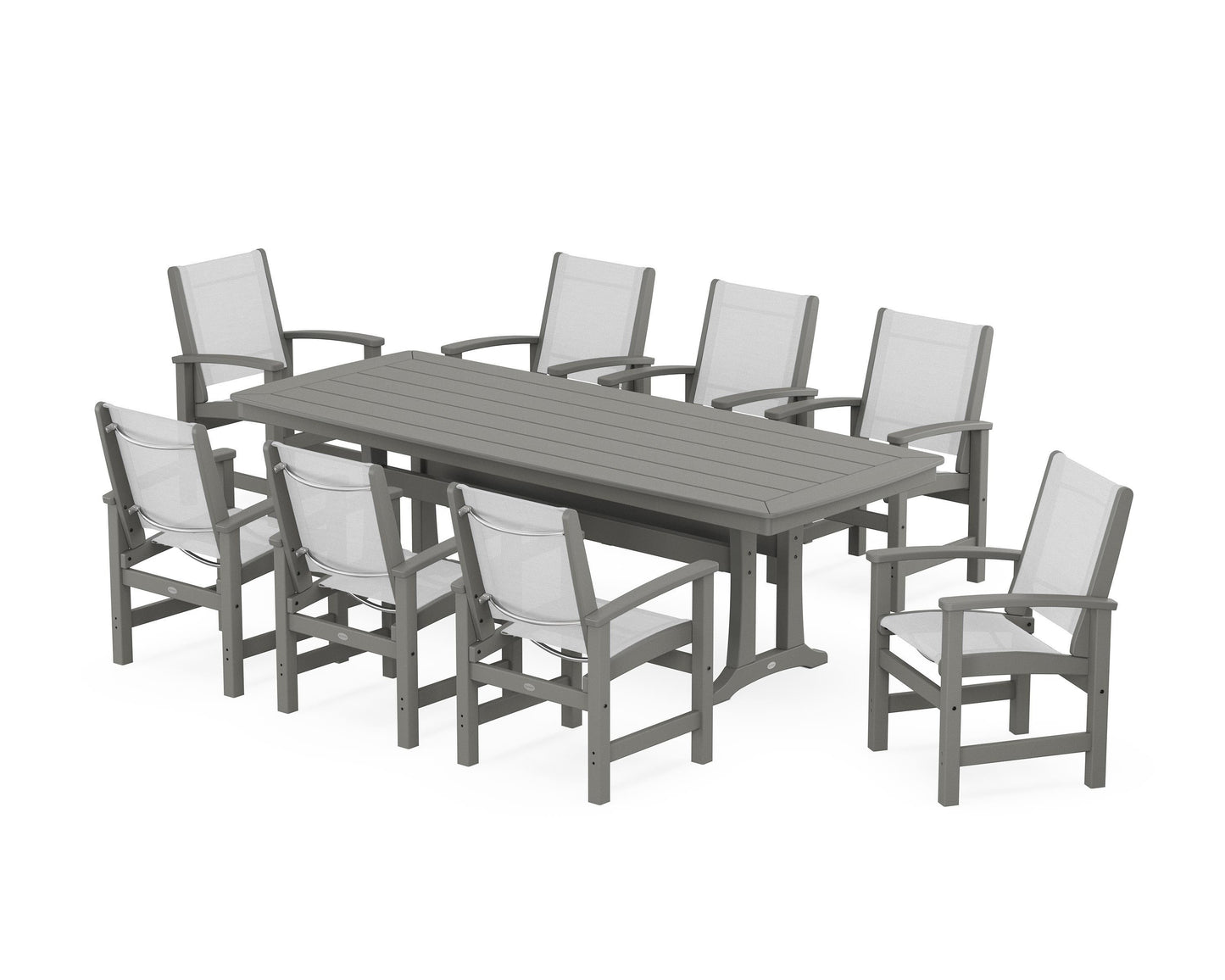 Coastal 9-Piece Dining Set with Trestle Legs