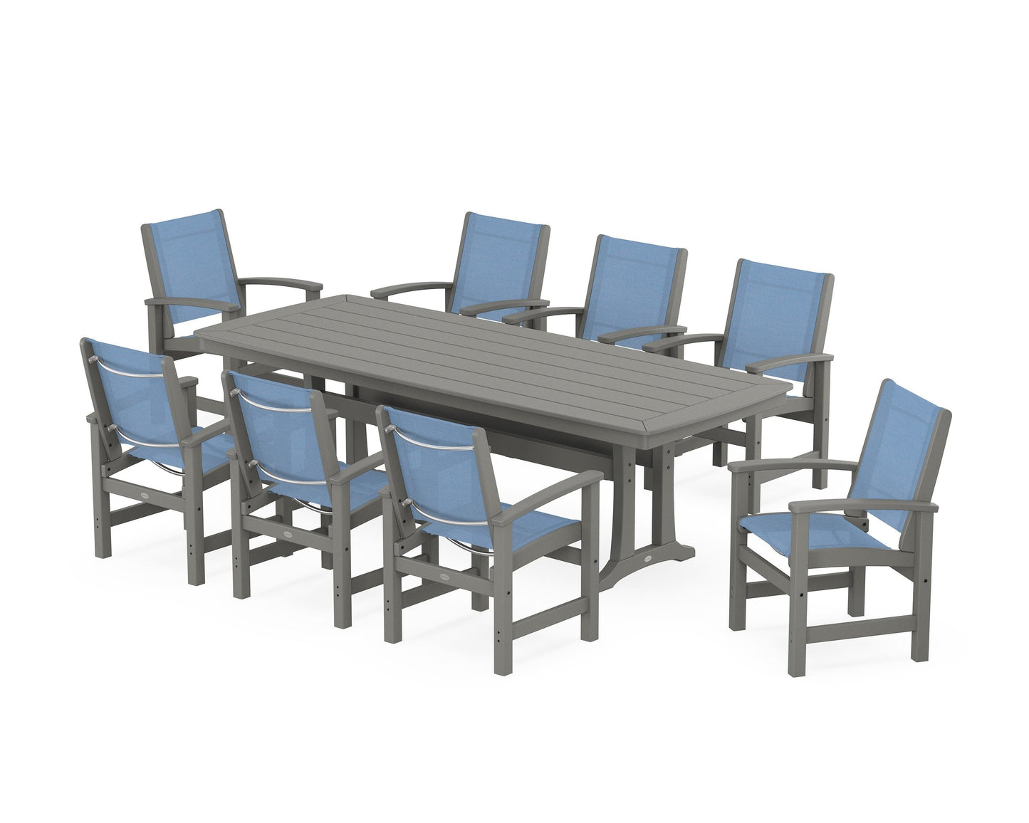 Coastal 9-Piece Dining Set with Trestle Legs