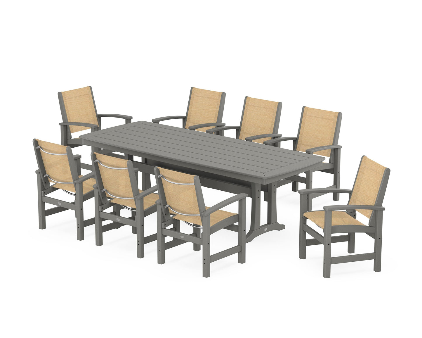 Coastal 9-Piece Dining Set with Trestle Legs