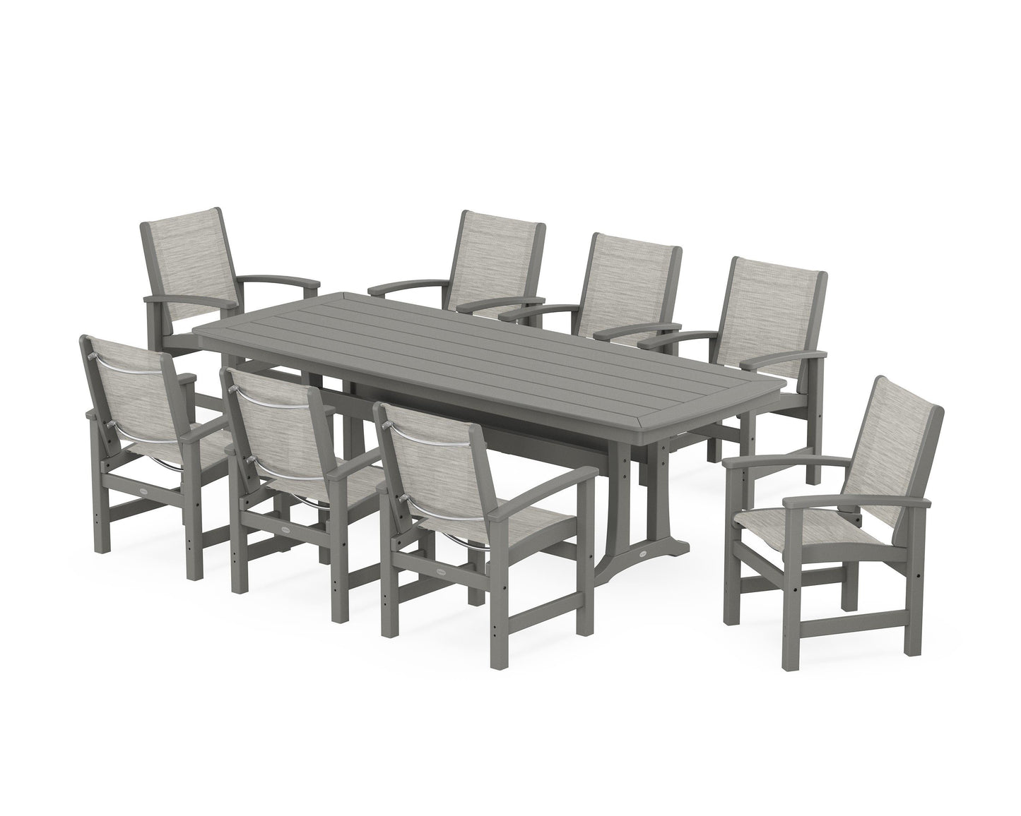 Coastal 9-Piece Dining Set with Trestle Legs