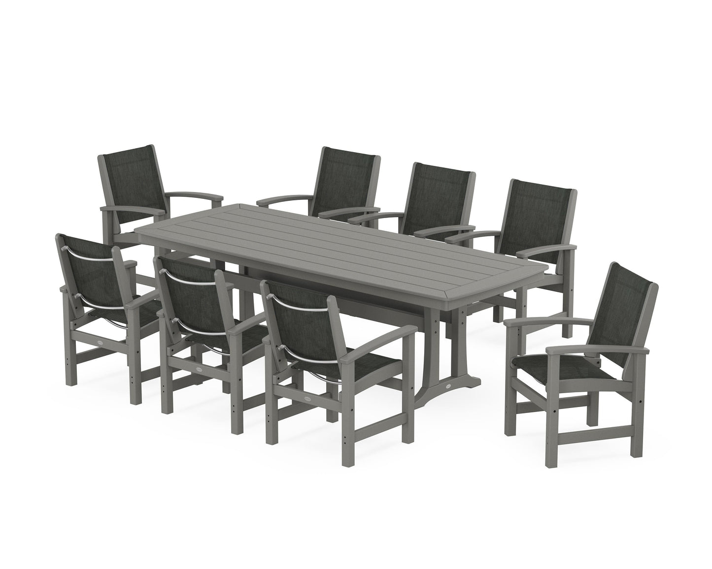 Coastal 9-Piece Dining Set with Trestle Legs