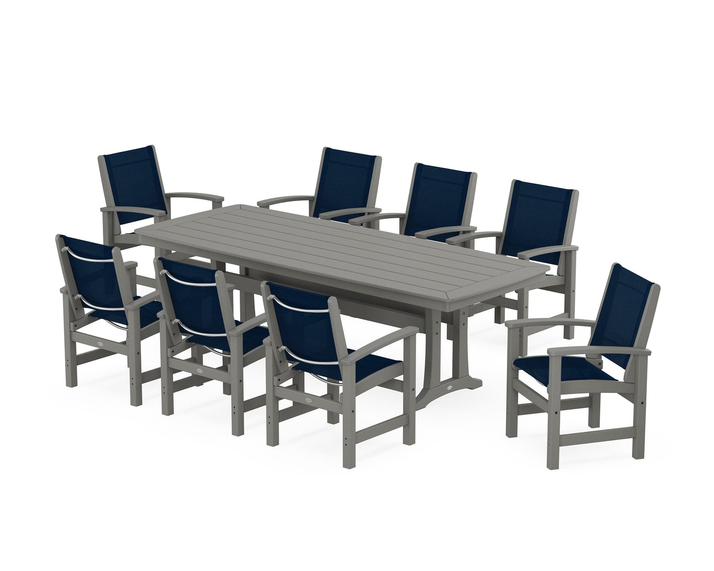 Coastal 9-Piece Dining Set with Trestle Legs