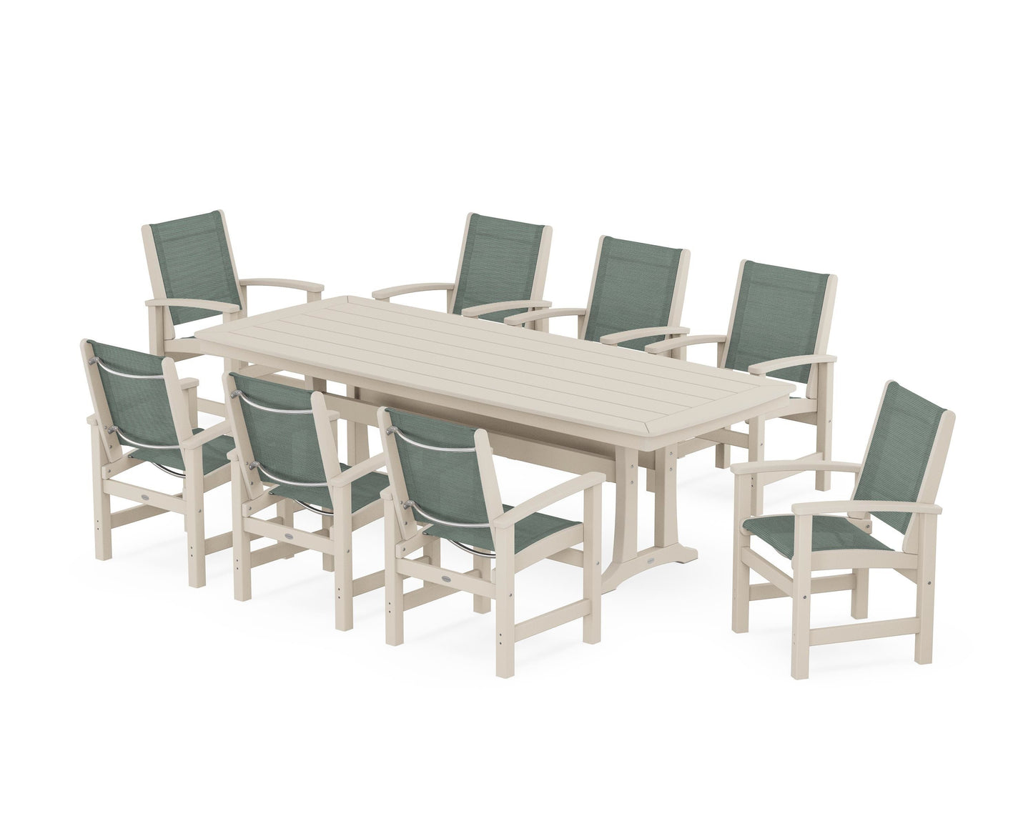 Coastal 9-Piece Dining Set with Trestle Legs