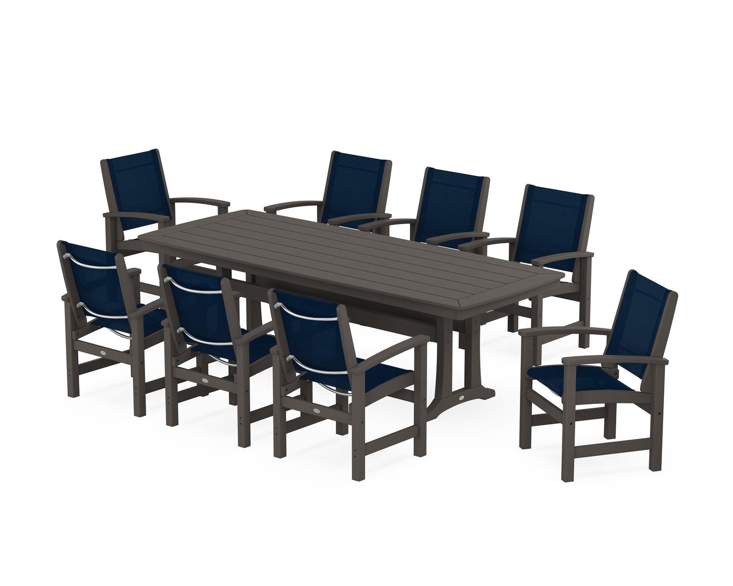 Coastal 9-Piece Dining Set with Trestle Legs