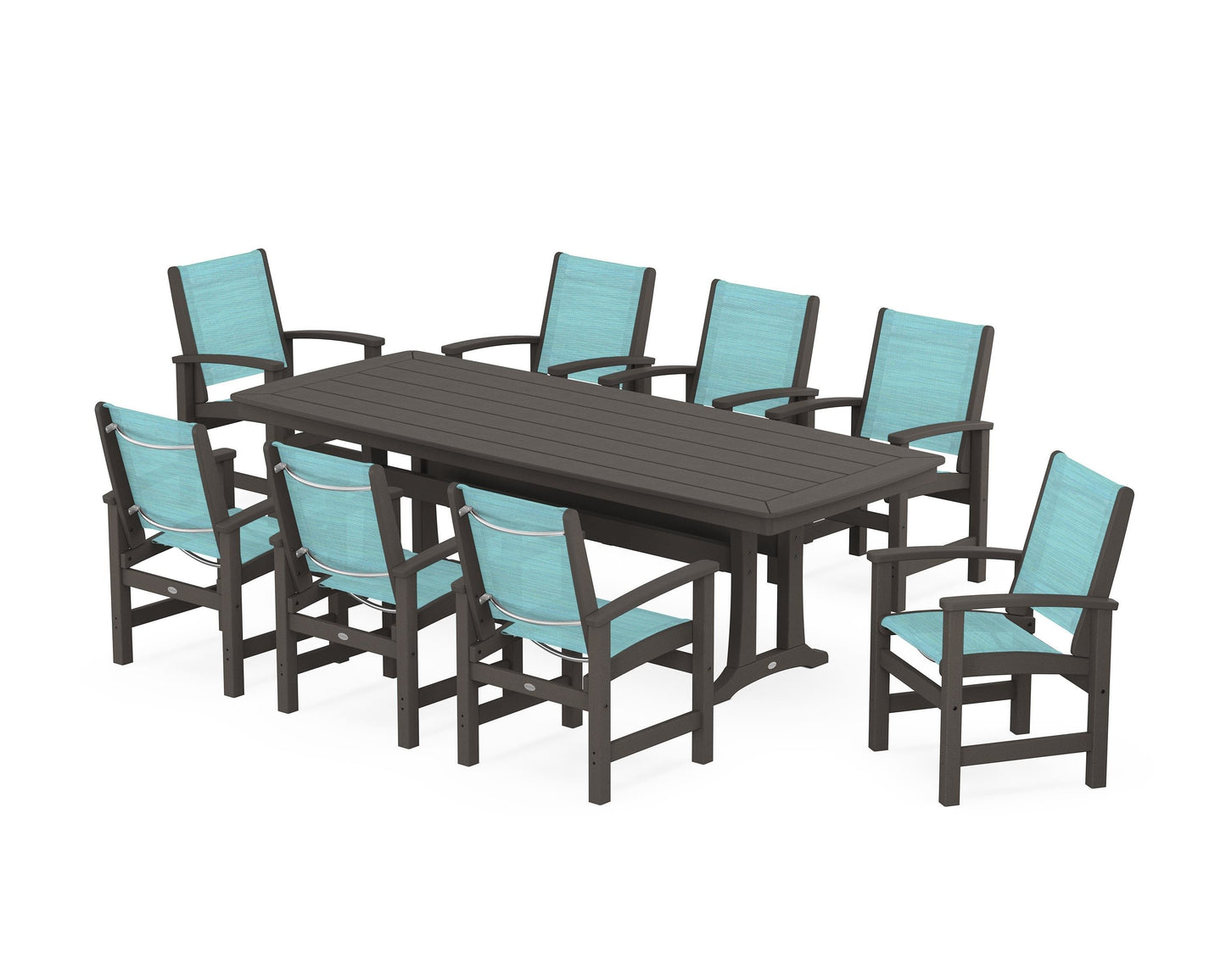 Coastal 9-Piece Dining Set with Trestle Legs