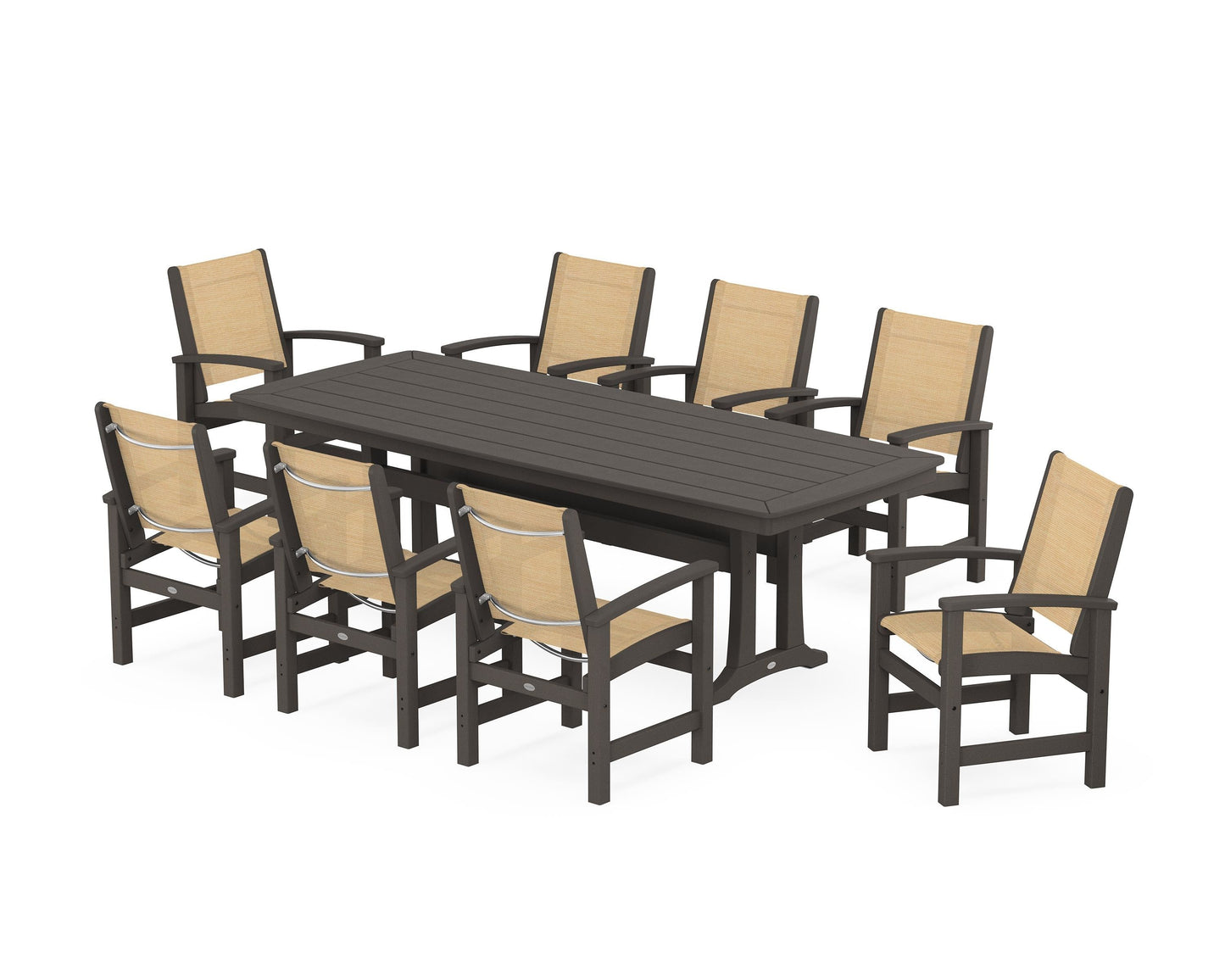 Coastal 9-Piece Dining Set with Trestle Legs