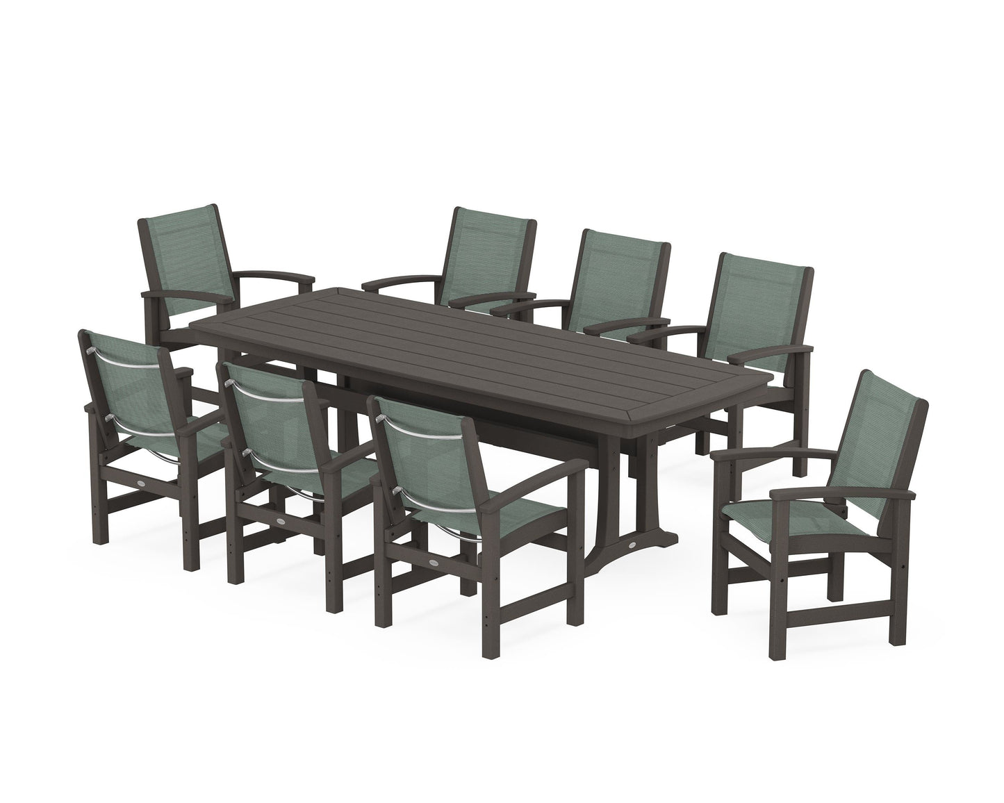 Coastal 9-Piece Dining Set with Trestle Legs