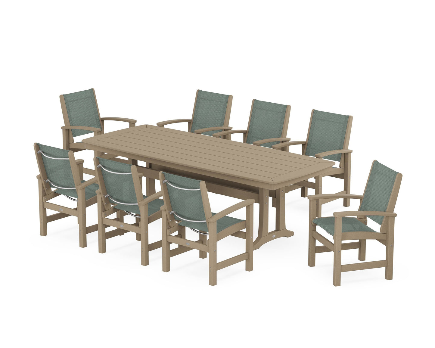 Coastal 9-Piece Dining Set with Trestle Legs