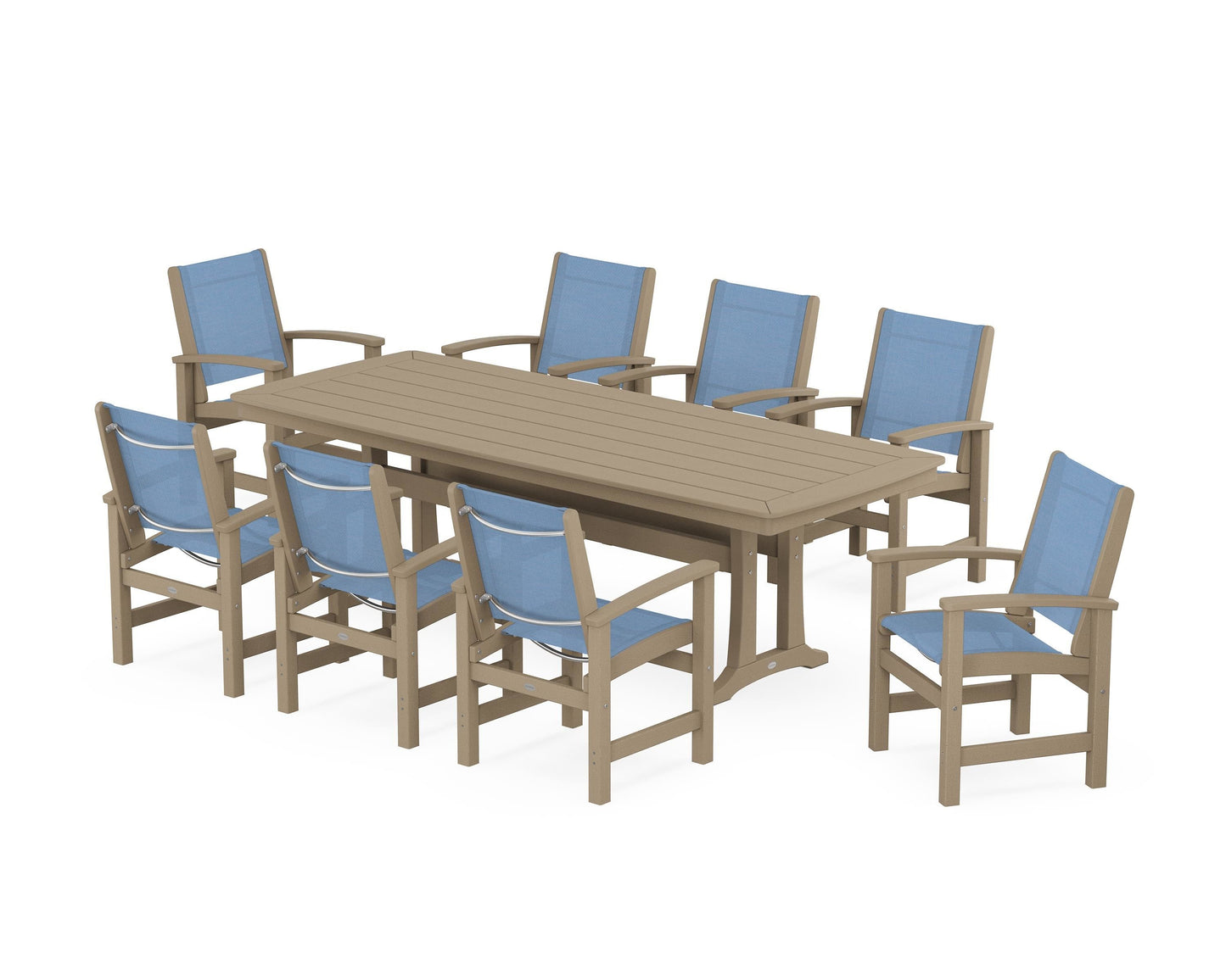 Coastal 9-Piece Dining Set with Trestle Legs