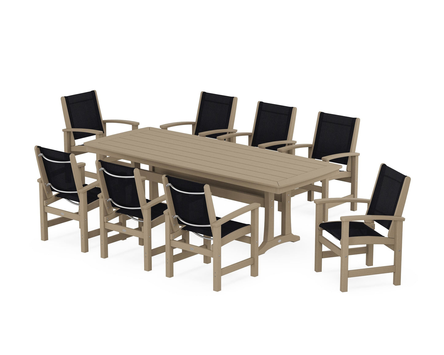 Coastal 9-Piece Dining Set with Trestle Legs