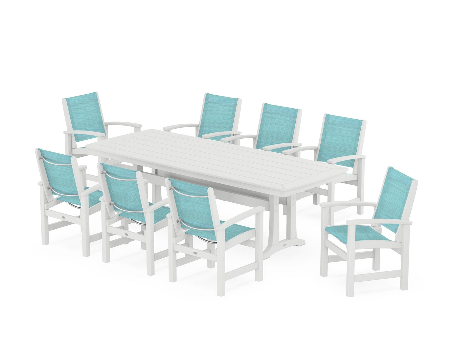 Coastal 9-Piece Dining Set with Trestle Legs