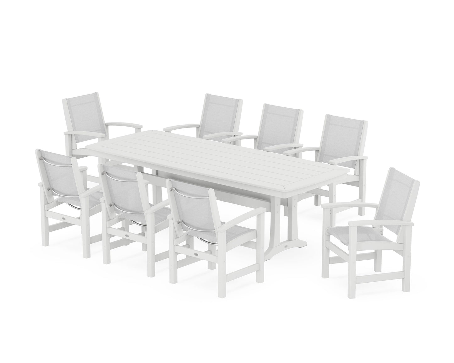 Coastal 9-Piece Dining Set with Trestle Legs