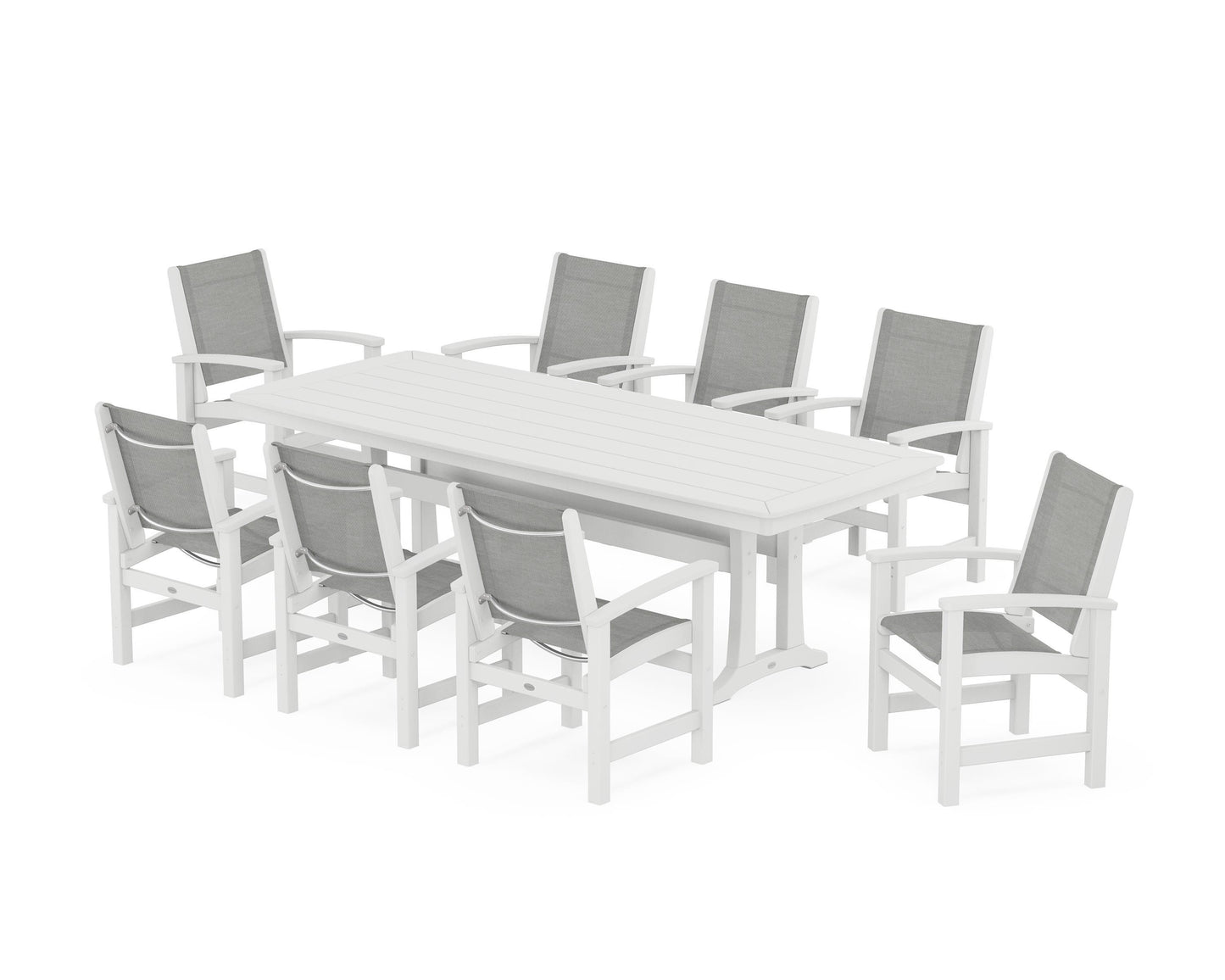 Coastal 9-Piece Dining Set with Trestle Legs