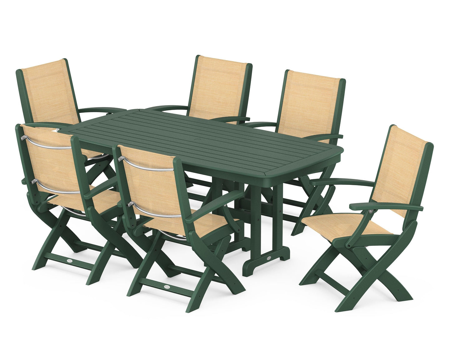 Coastal Folding Arm Chair 7-Piece Dining Set