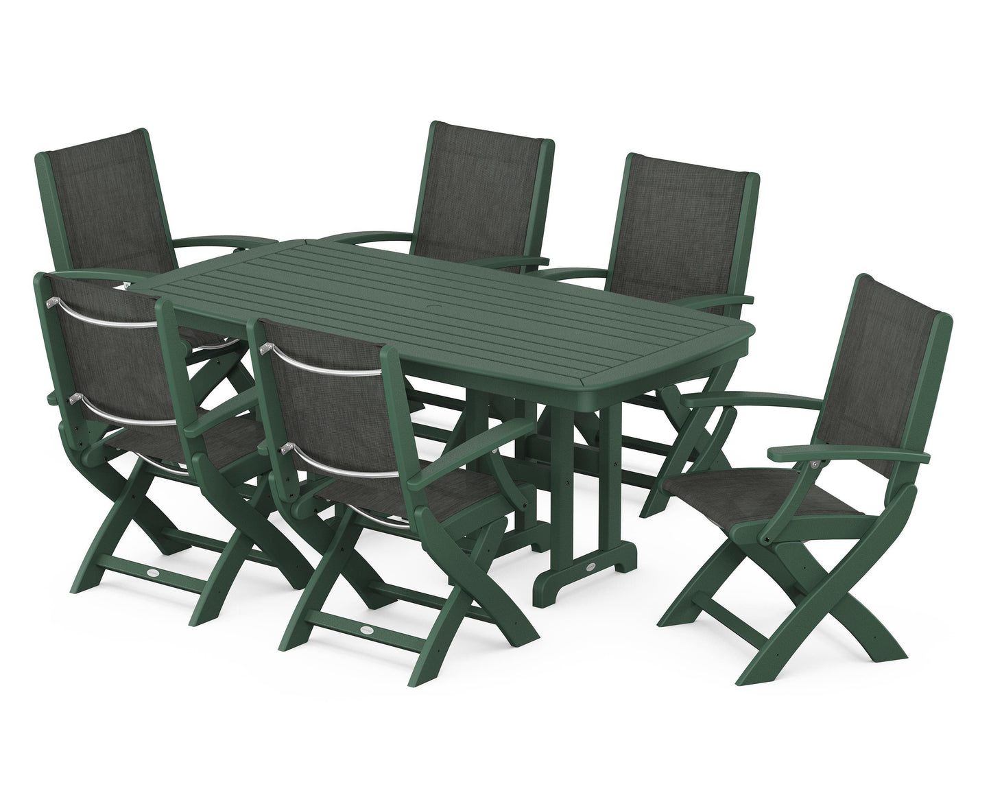 Coastal Folding Arm Chair 7-Piece Dining Set