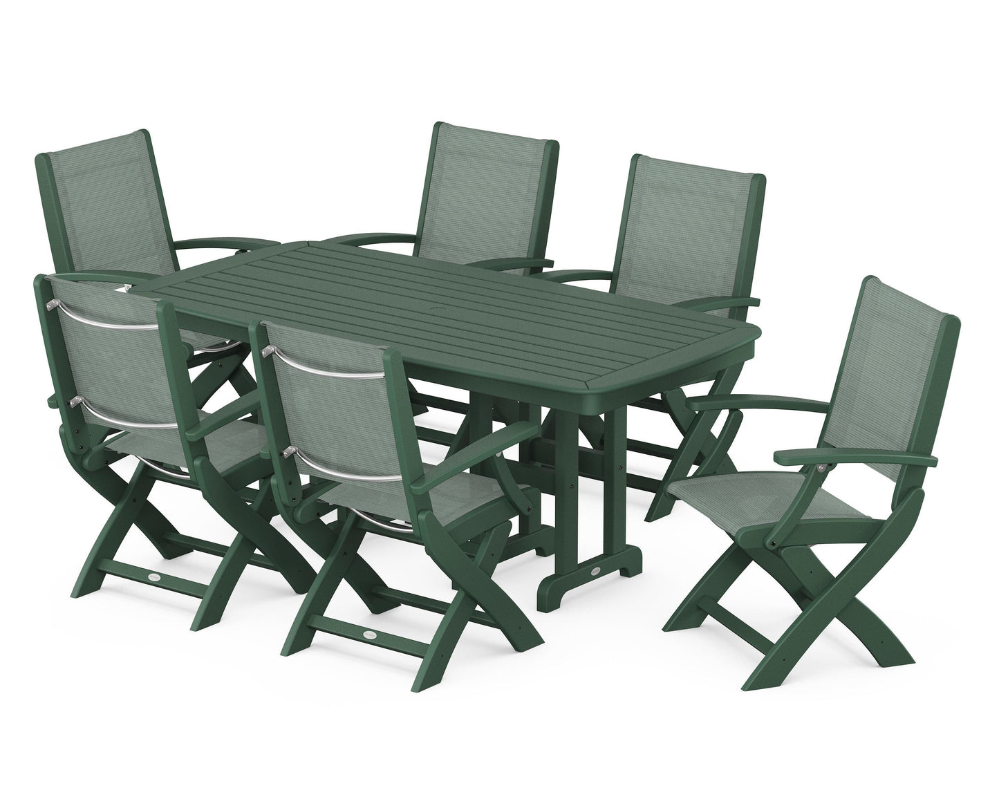 Coastal Folding Arm Chair 7-Piece Dining Set