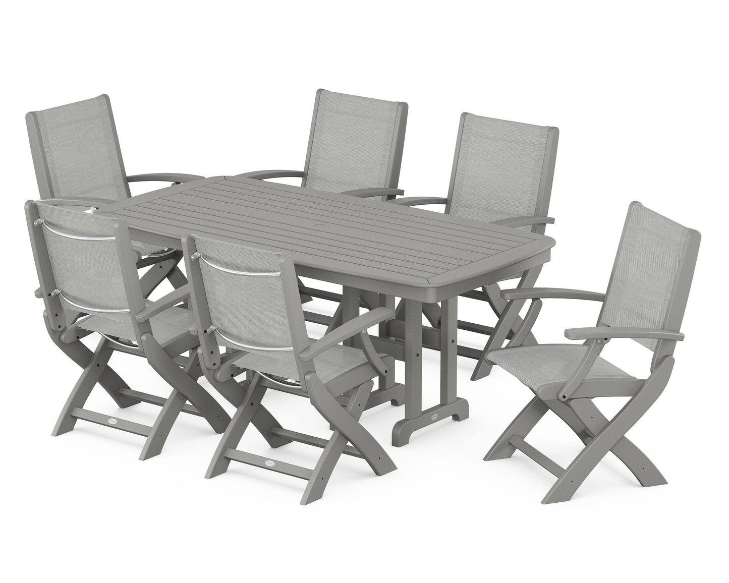 Coastal Folding Arm Chair 7-Piece Dining Set