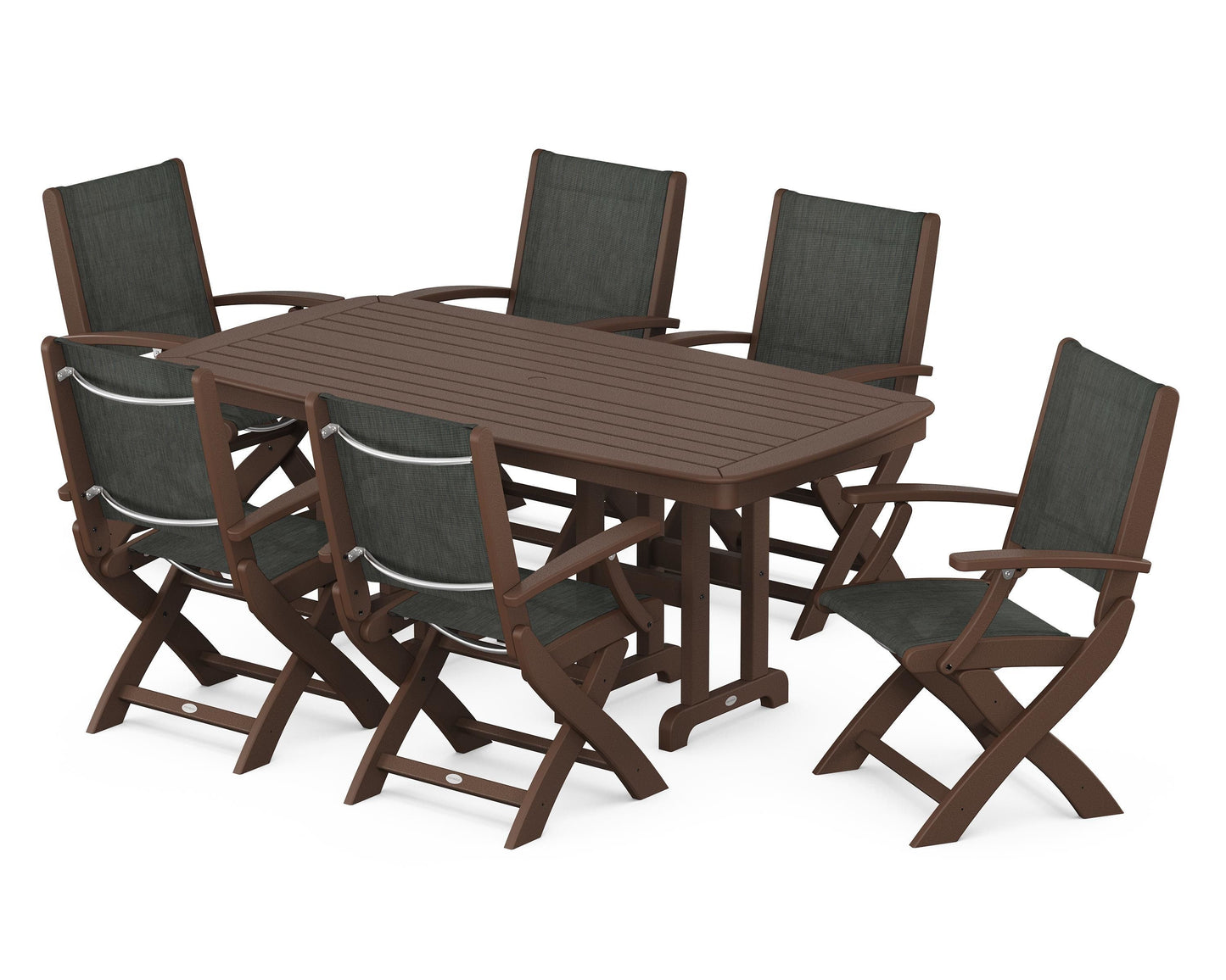 Coastal Folding Arm Chair 7-Piece Dining Set