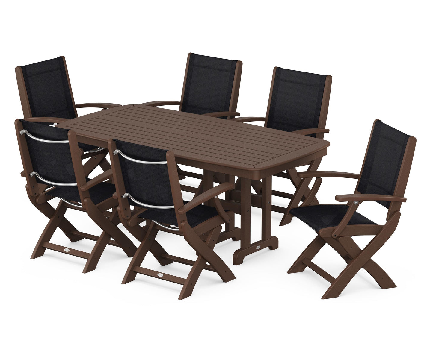 Coastal Folding Arm Chair 7-Piece Dining Set