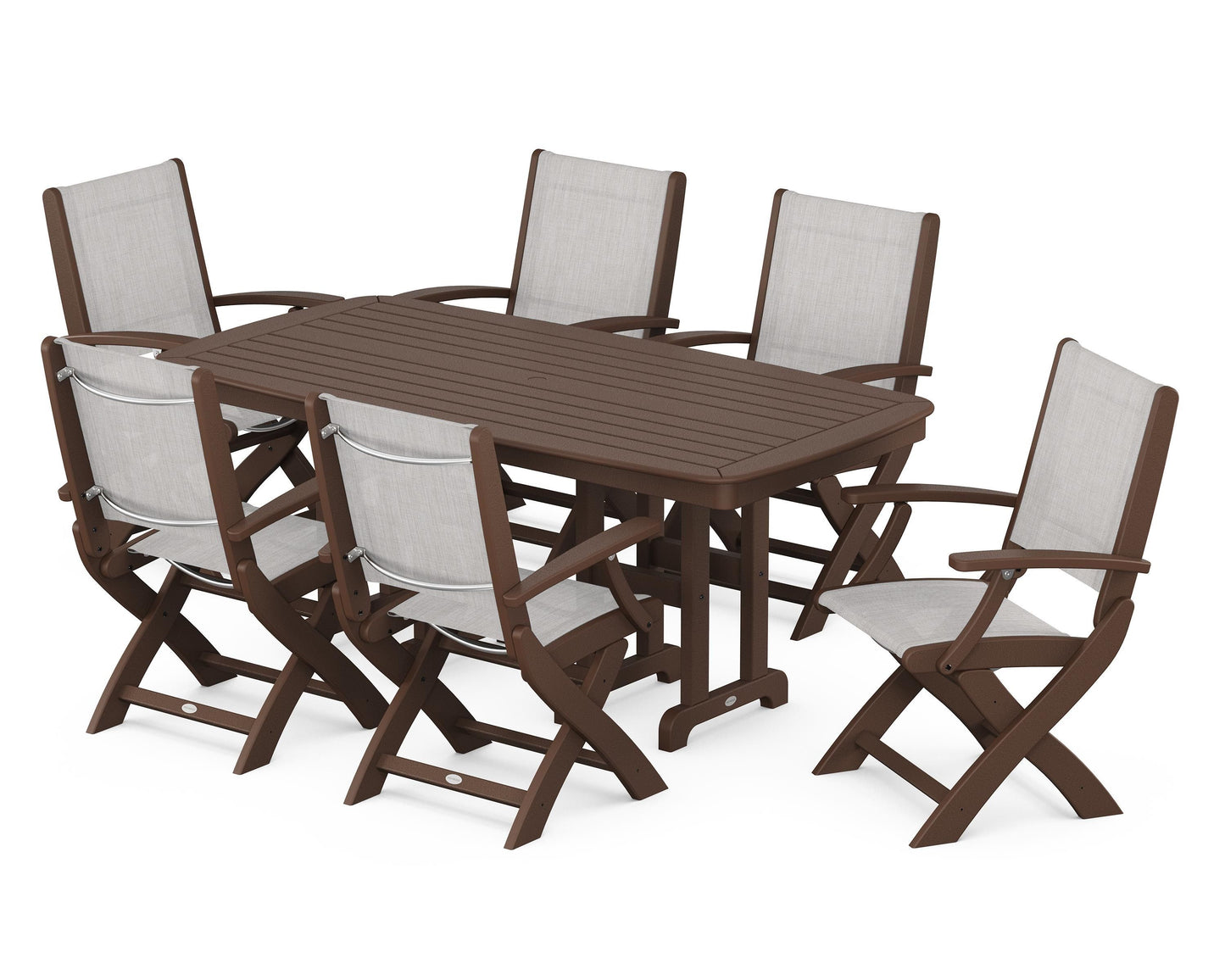 Coastal Folding Arm Chair 7-Piece Dining Set